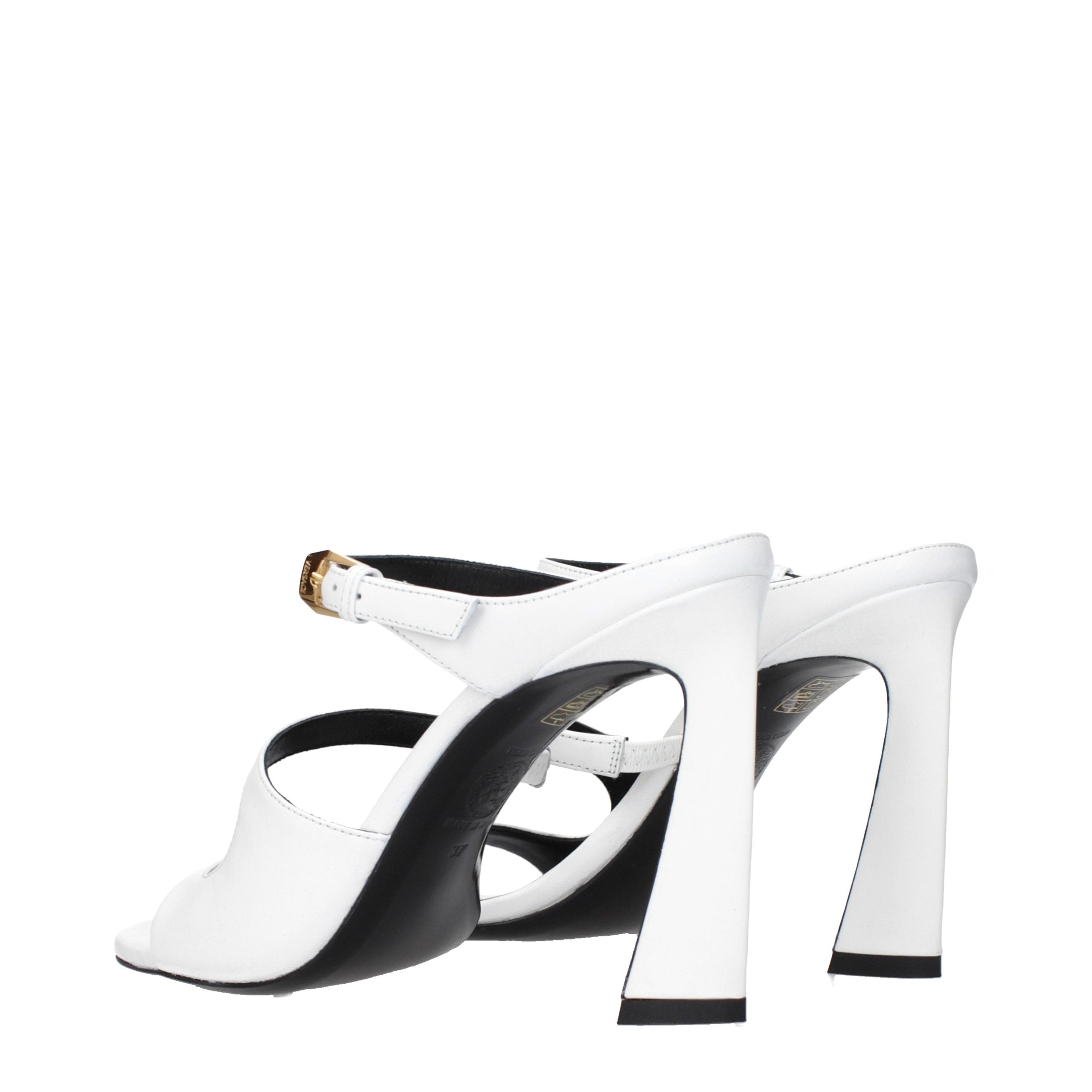 Versace White Leather Stiletto Heel Women's Sandals