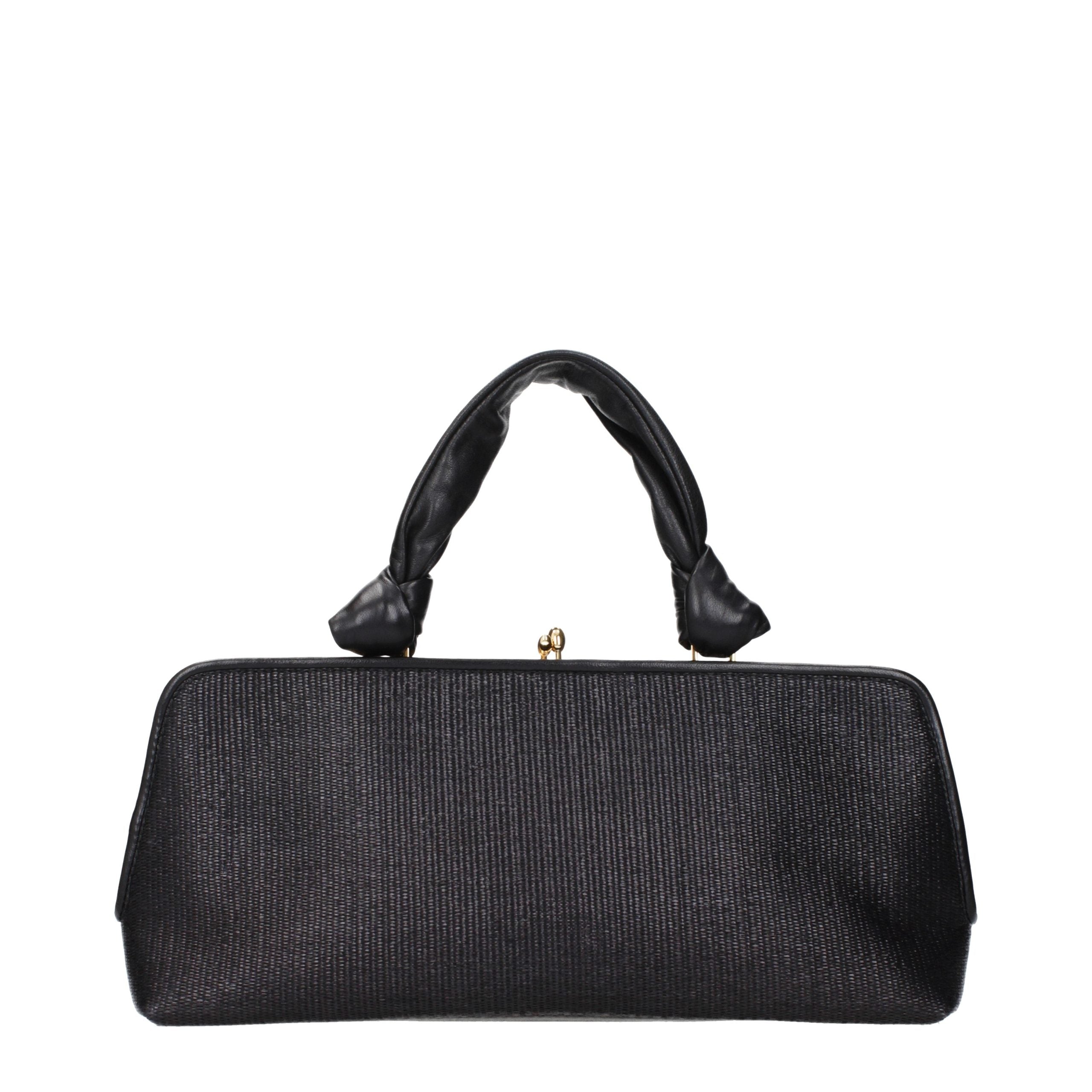Jil Sander Black Raffia Women's Handbag