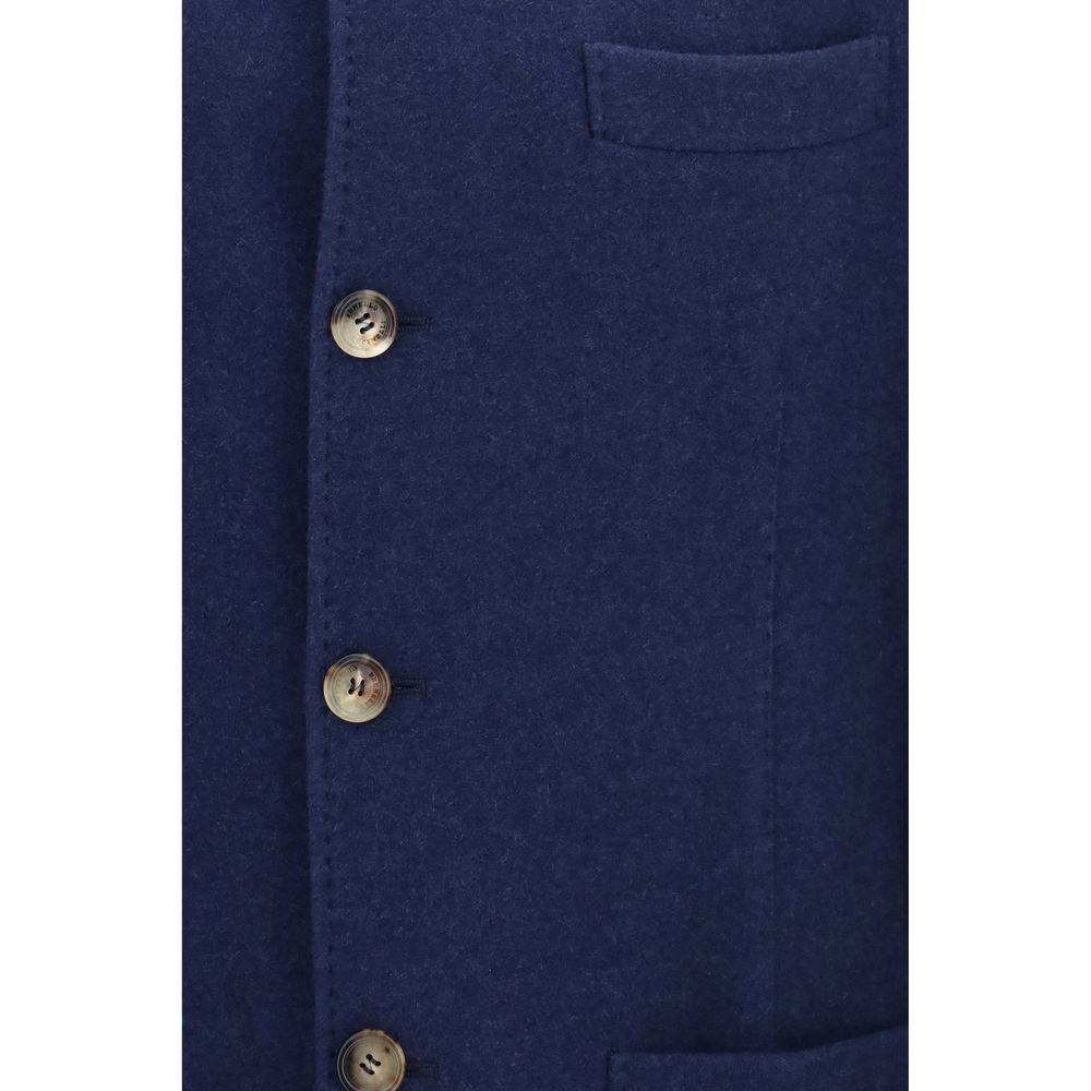 Brunello Cucinelli Blue Cashmere Full-Length Men's Jacket
