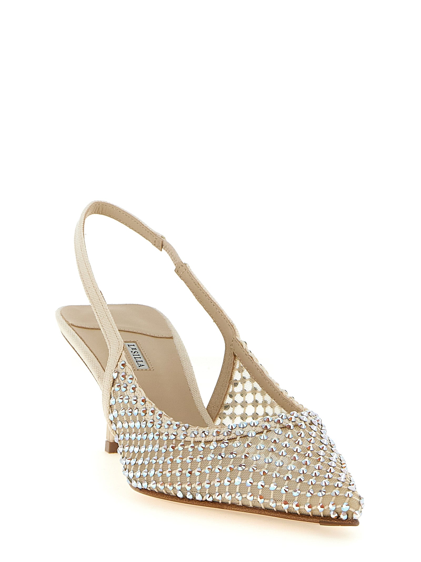 LE SILLA Beige Polyester Mid Heel Women's Pumps