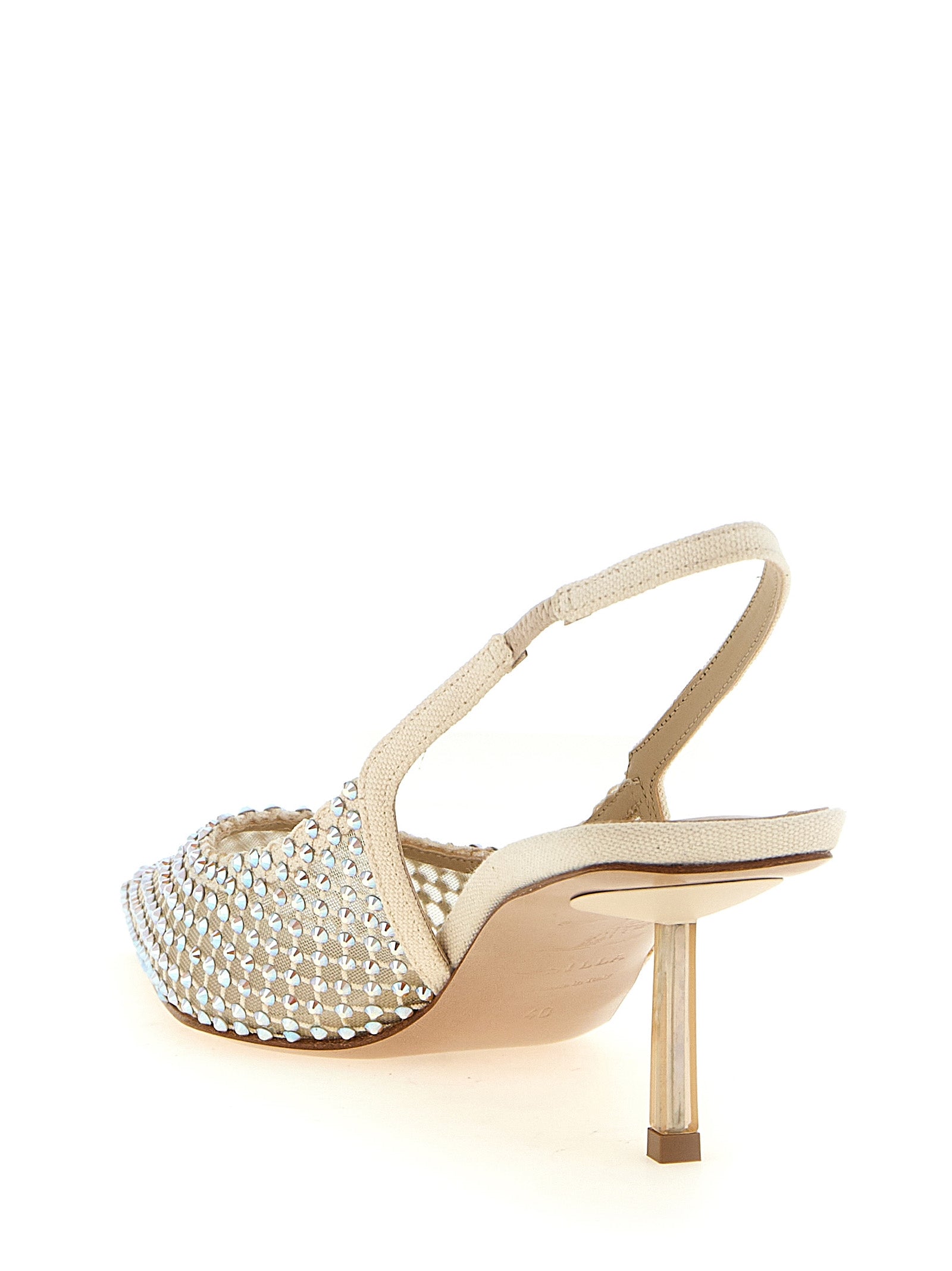 LE SILLA Beige Polyester Mid Heel Women's Pumps