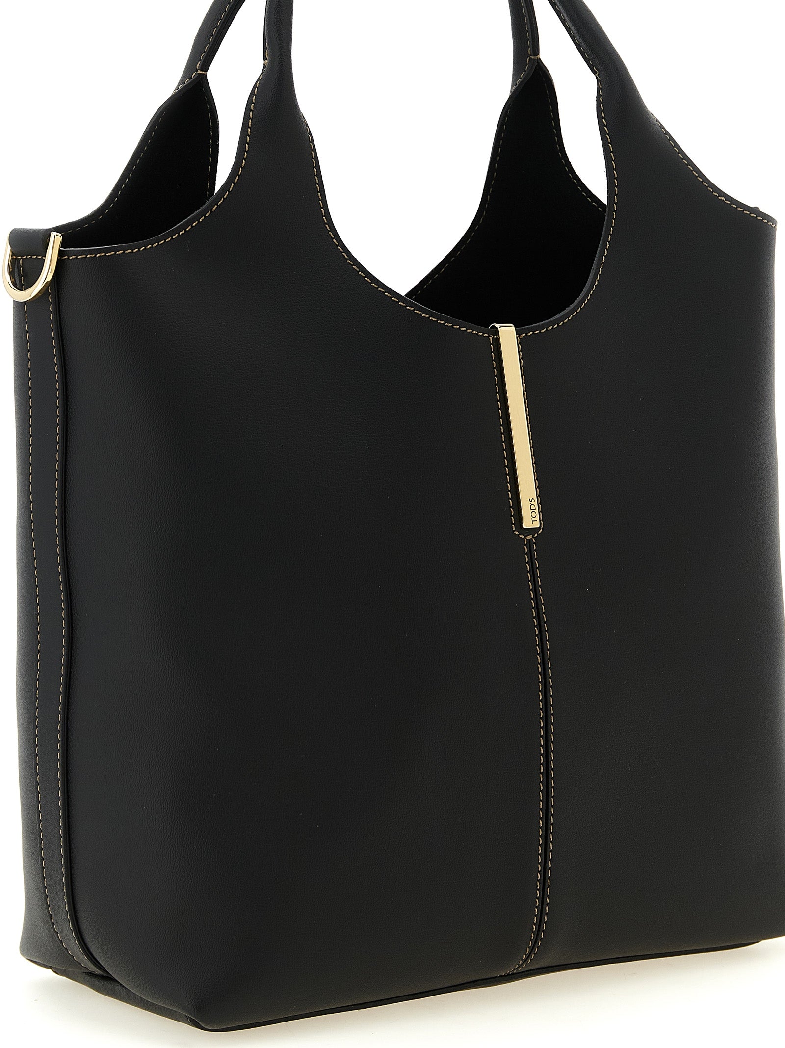 Tod's Black Calfskin Tote Women's Bag