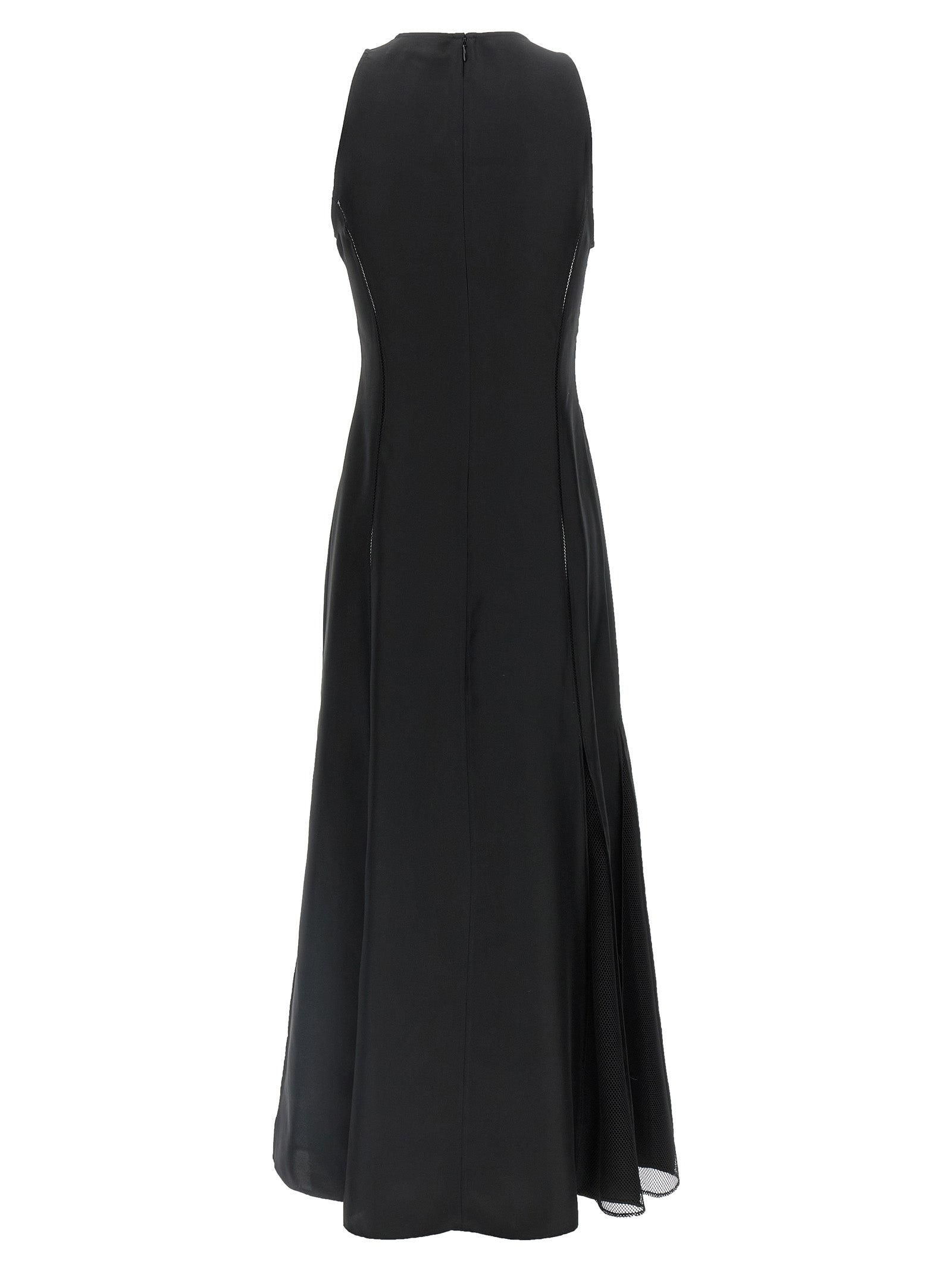 Loulou De Saison Black Silk Midi Women's Dress