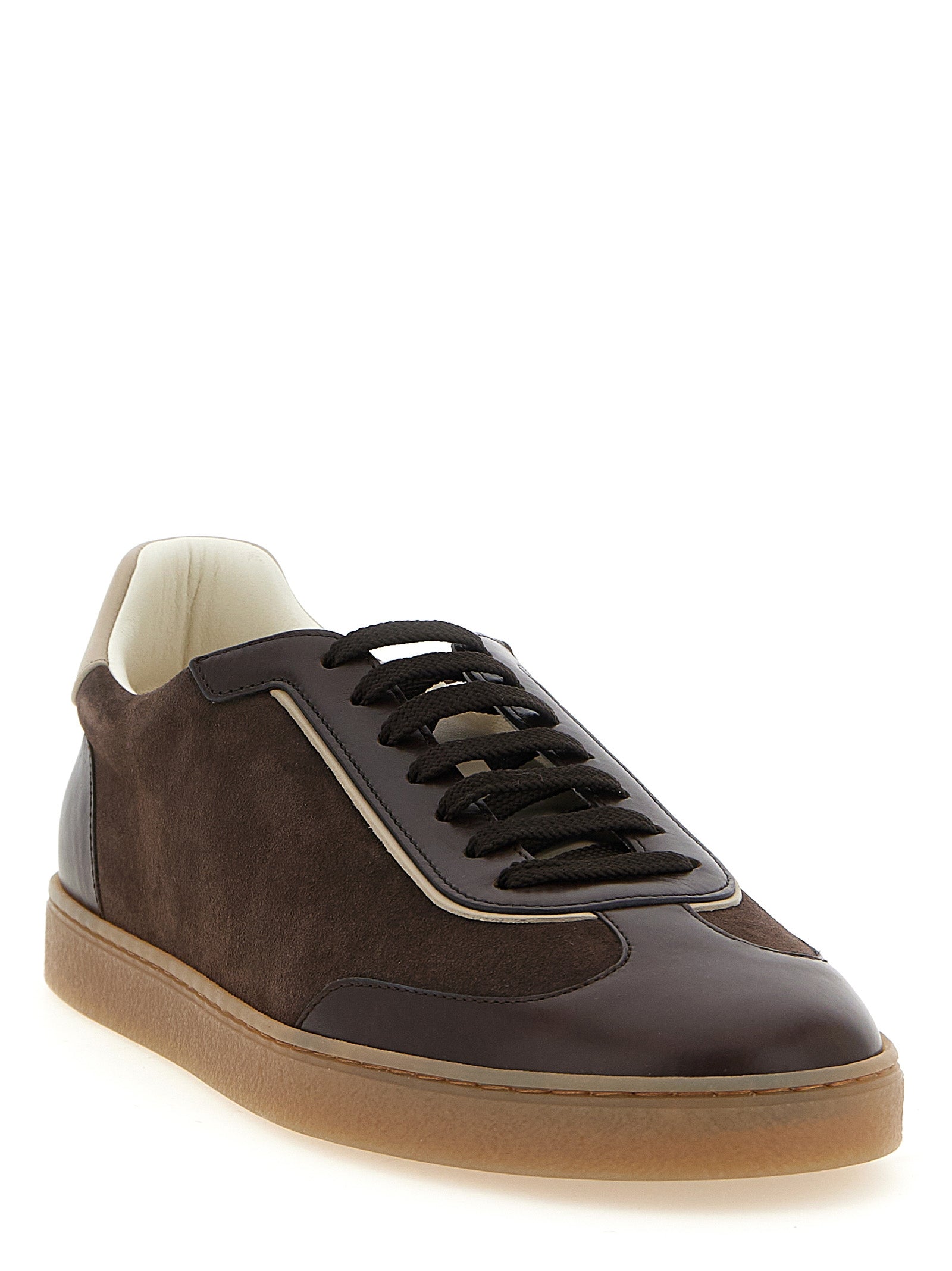 Brunello Cucinelli Brown Calfskin Low Top Men's Sneakers