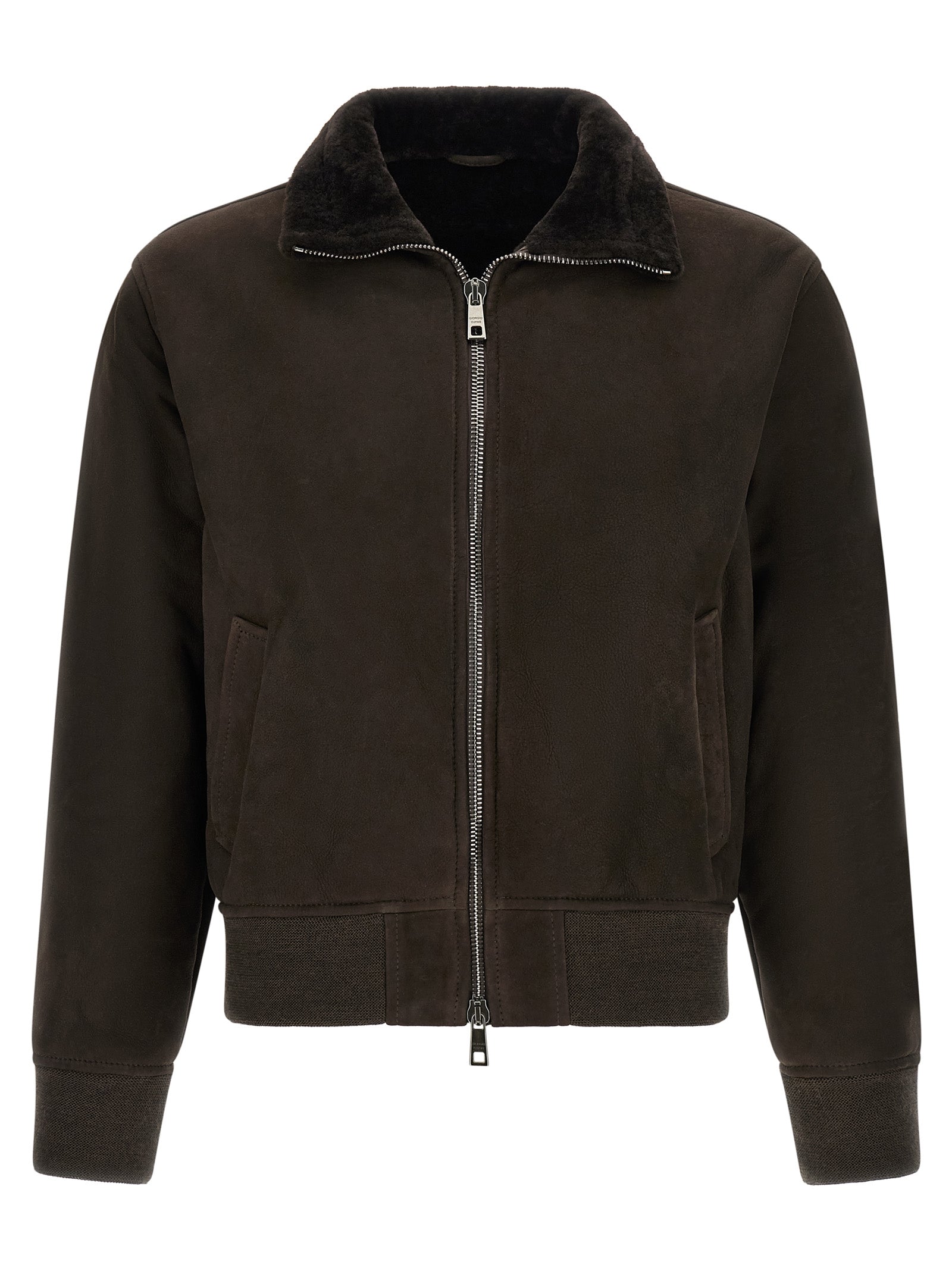 GIORGIO BRATO Brown Lamb Leather Leather Men's Jacket