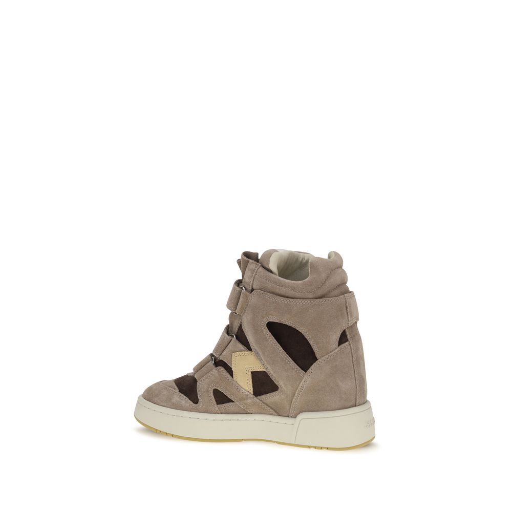 Isabel Marant Beige Calf Leather Bos Taurus High Top Women's Sneakers