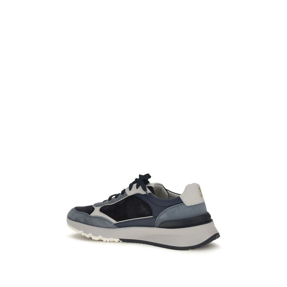 Brunello Cucinelli Blue Calf Leather Bos Taurus Athletic Men's Sneakers