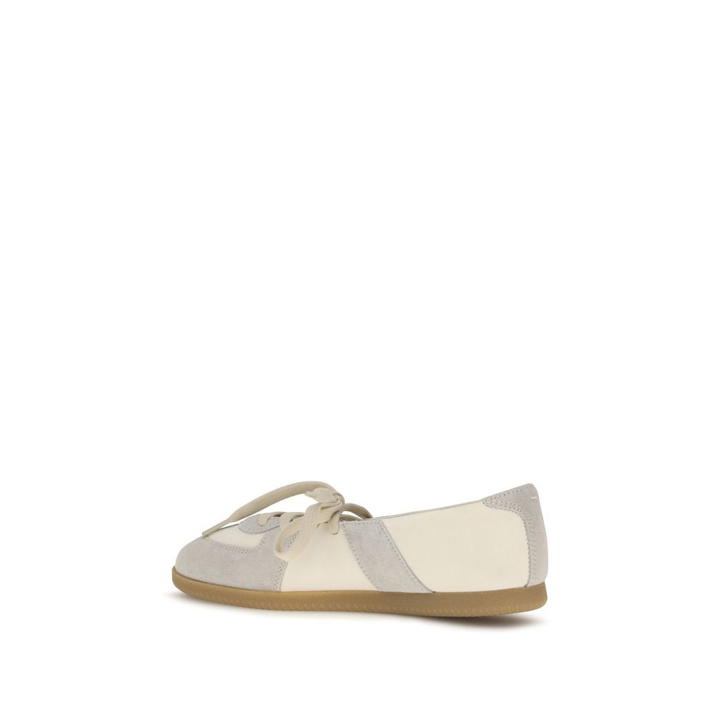 Maison Margiela Beige Calf Leather Bos Taurus Ballet Women's Flats