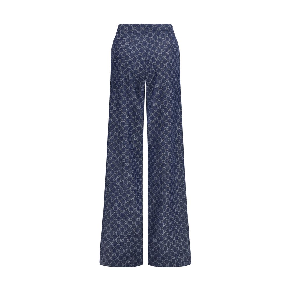 Gucci Blue Cotton Casual Women's Pants