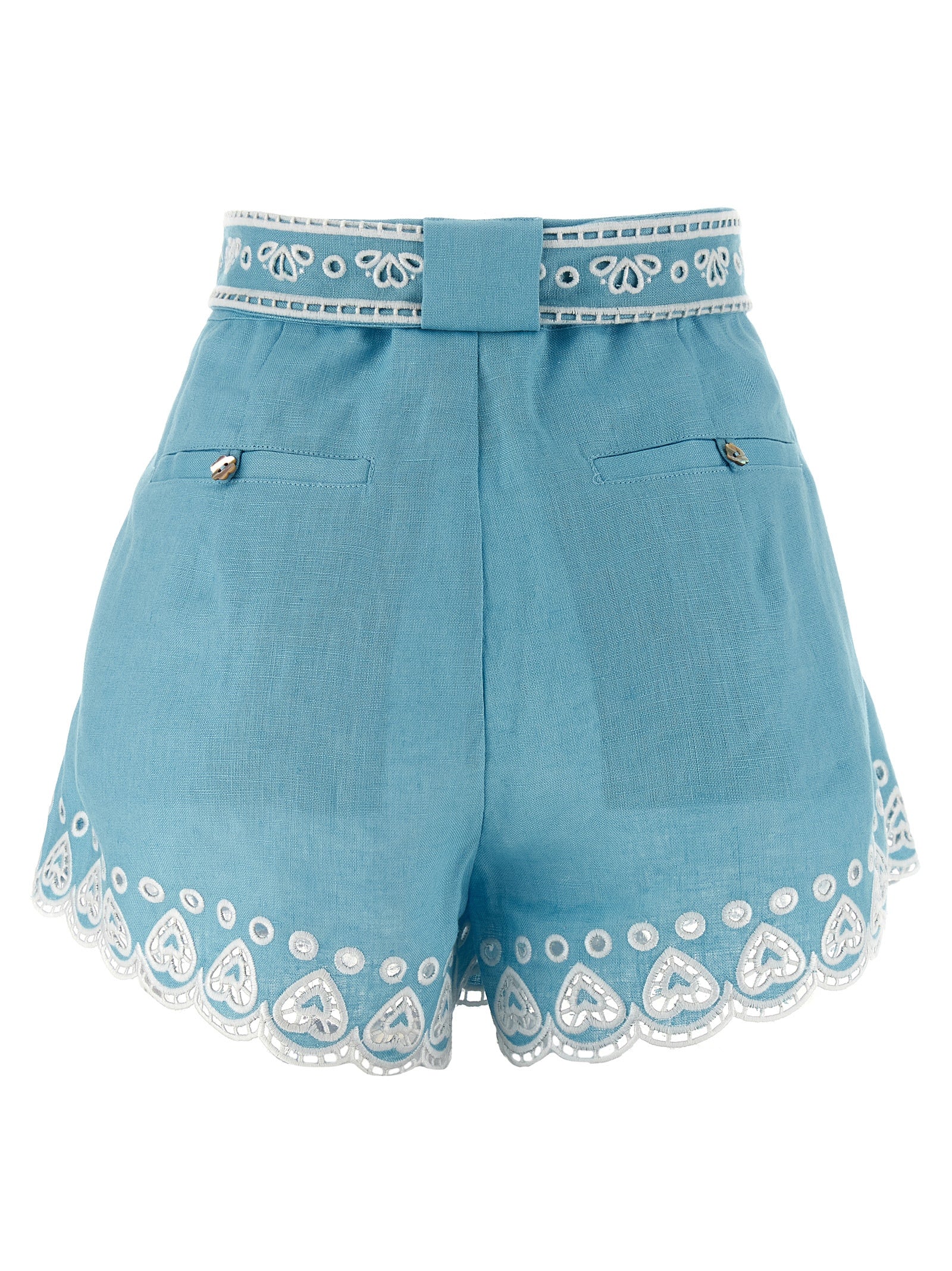 FARM RIO Blue Linen Bermuda Women's Shorts