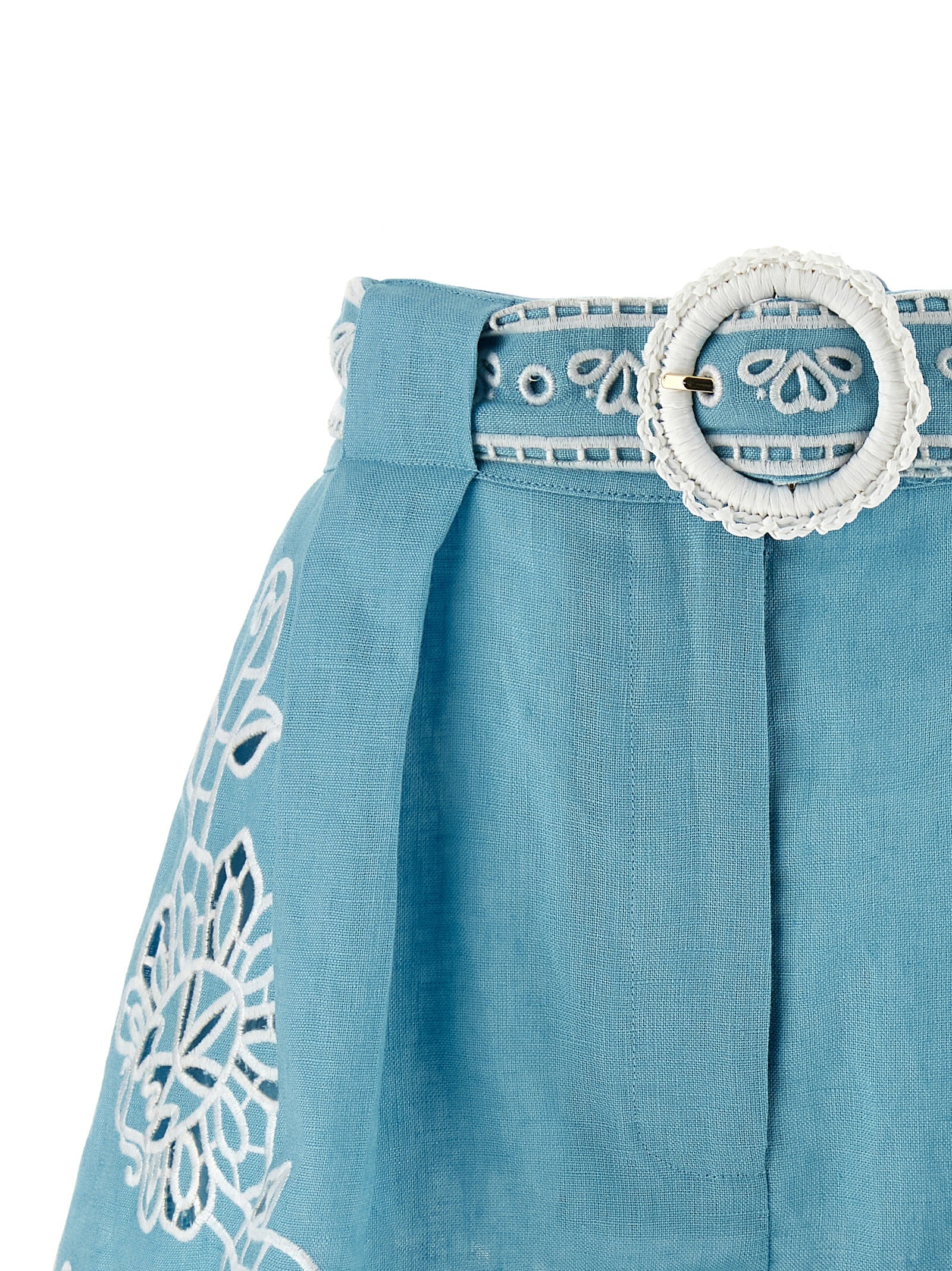 FARM RIO Blue Linen Bermuda Women's Shorts
