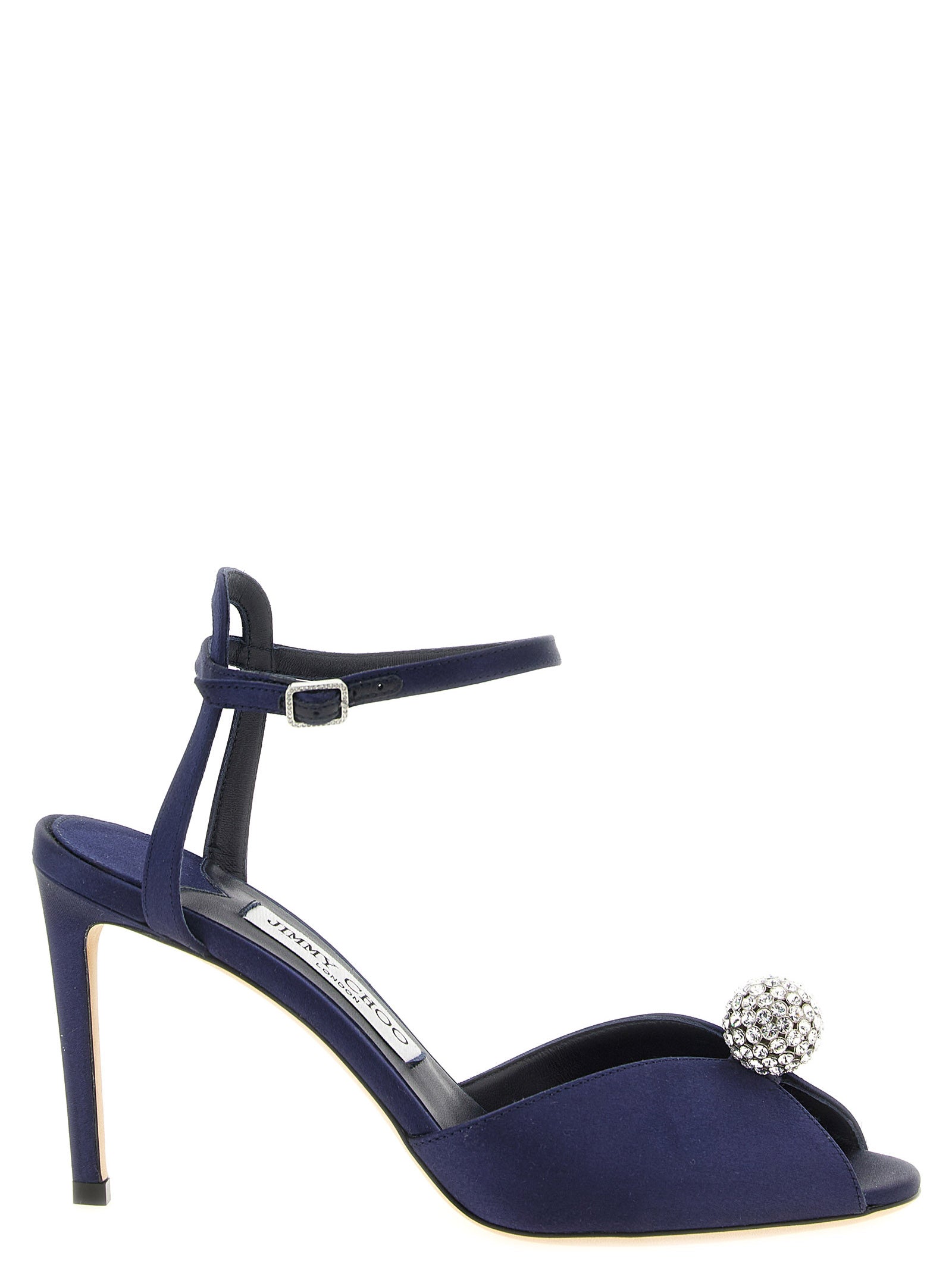 Jimmy Choo Blue Tencel Stiletto Heel Women's Sandals