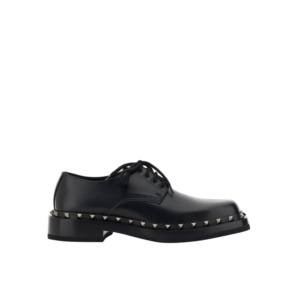 Valentino Garavani Black Calfskin Oxfords And Men's Derbies