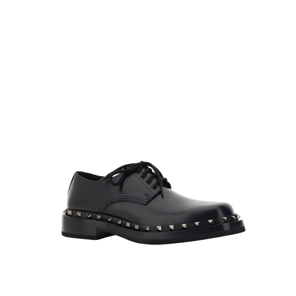 Valentino Garavani Black Calfskin Oxfords And Men's Derbies