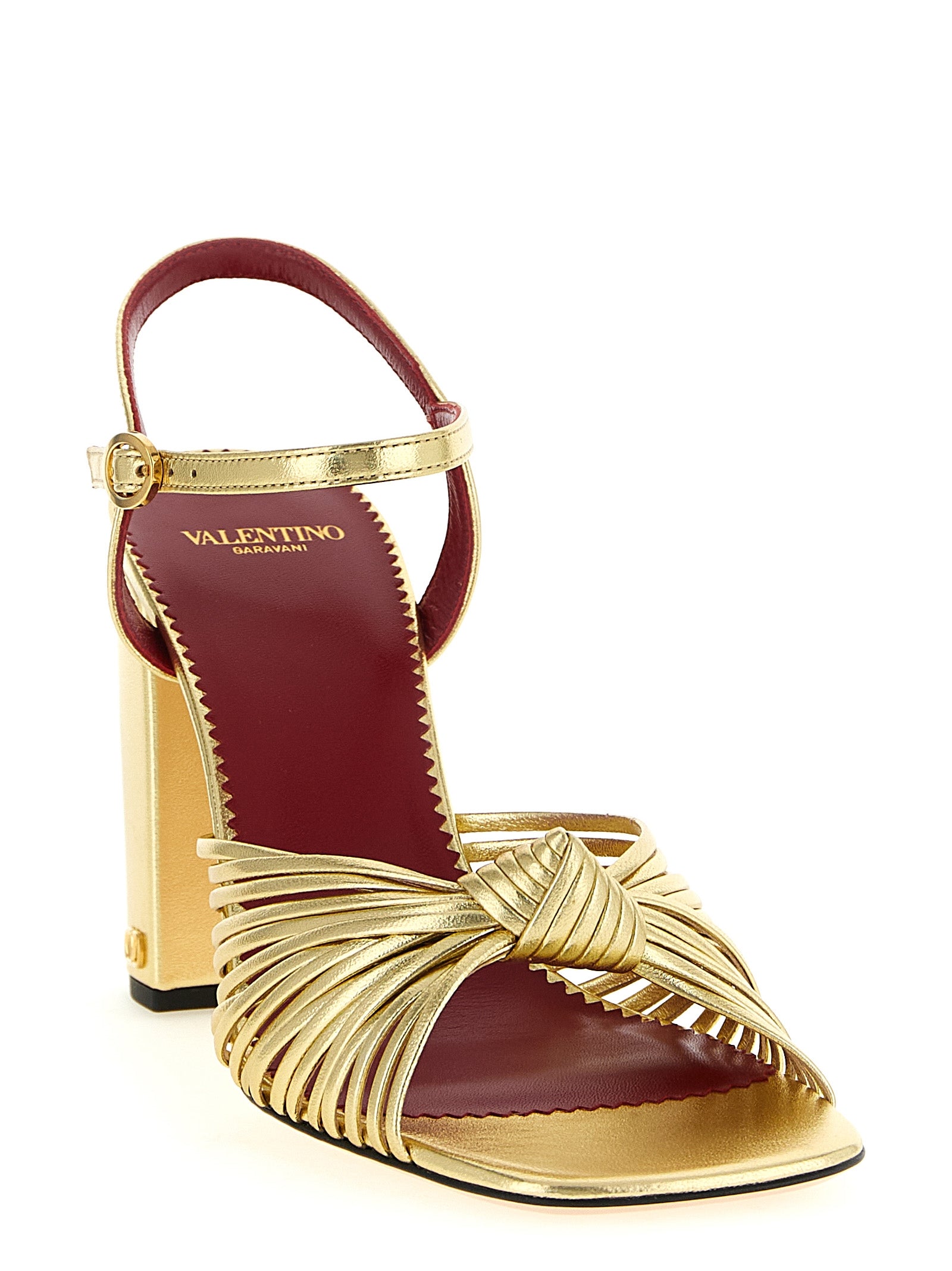 Valentino Garavani Gold Goatskin Stiletto Heel Women's Sandals