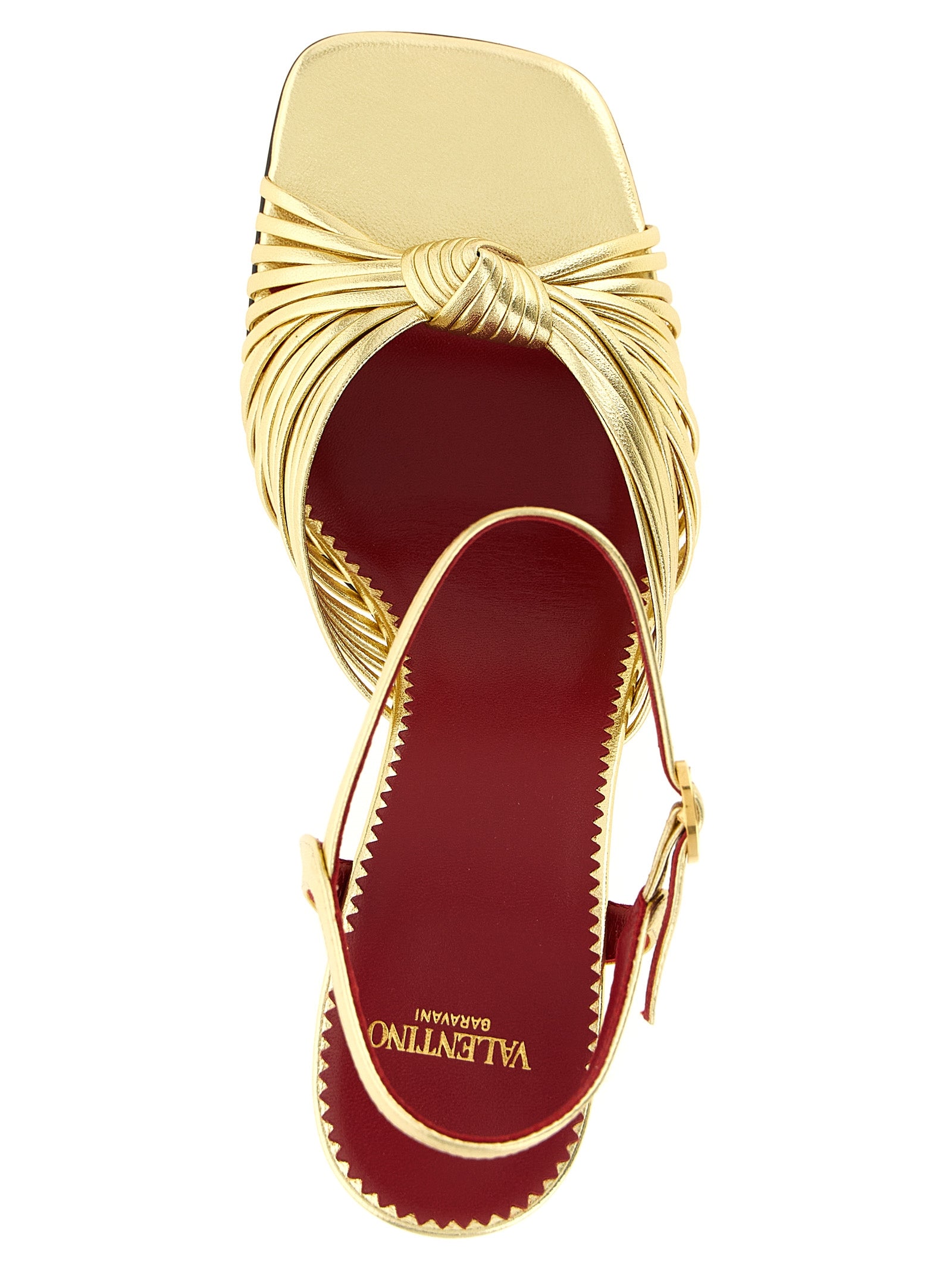 Valentino Garavani Gold Goatskin Stiletto Heel Women's Sandals