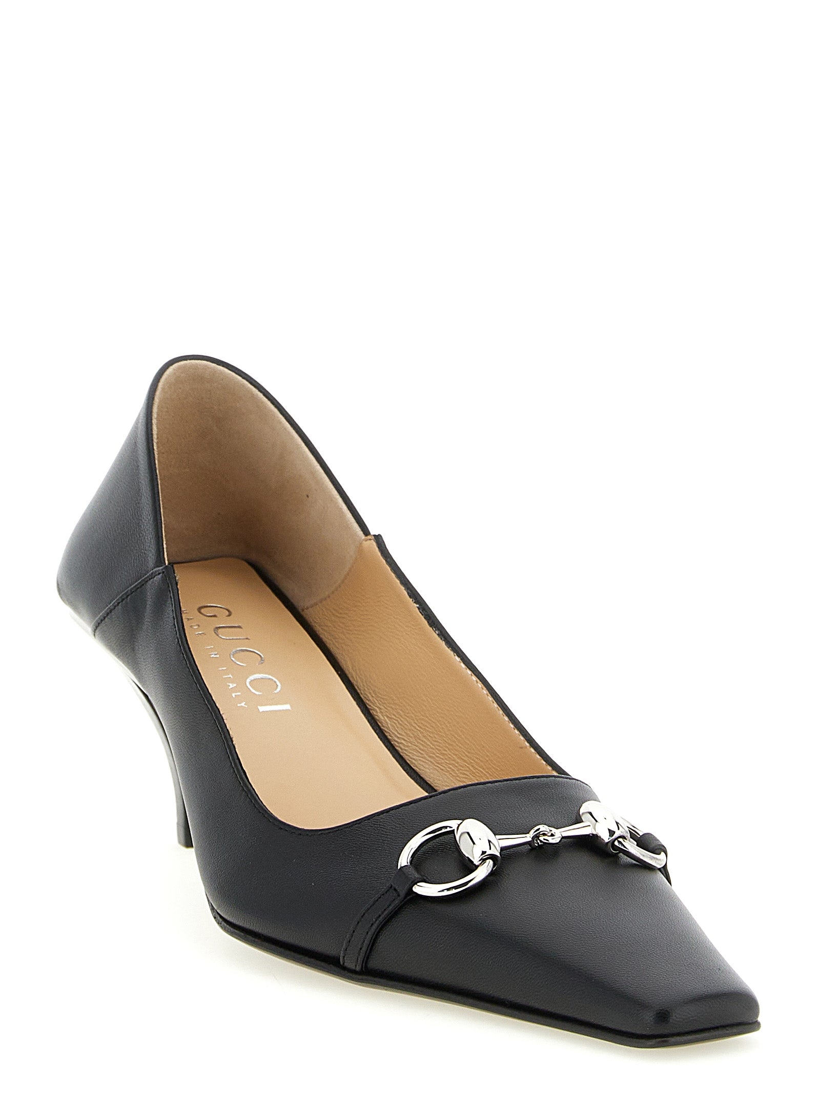 Gucci Black Lamb Leather Mid Heel Women's Pumps