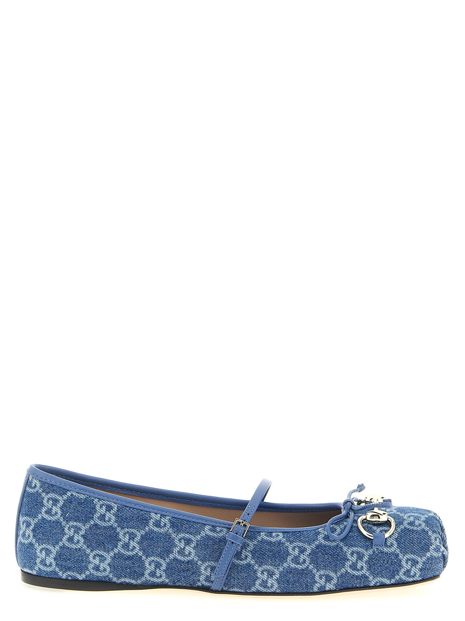 Gucci Blue Cotton Ballet Women's Flats