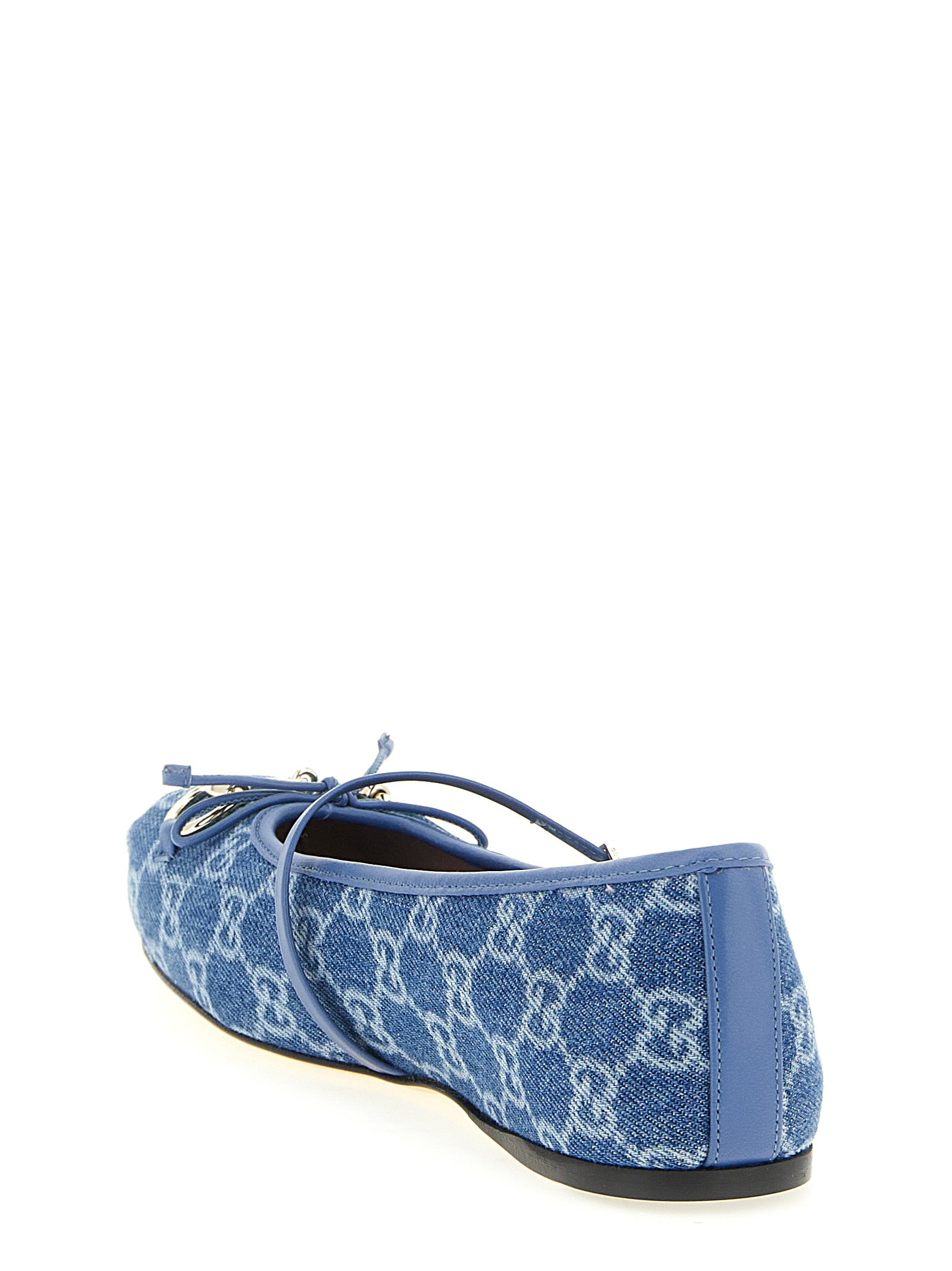 Gucci Blue Cotton Ballet Women's Flats
