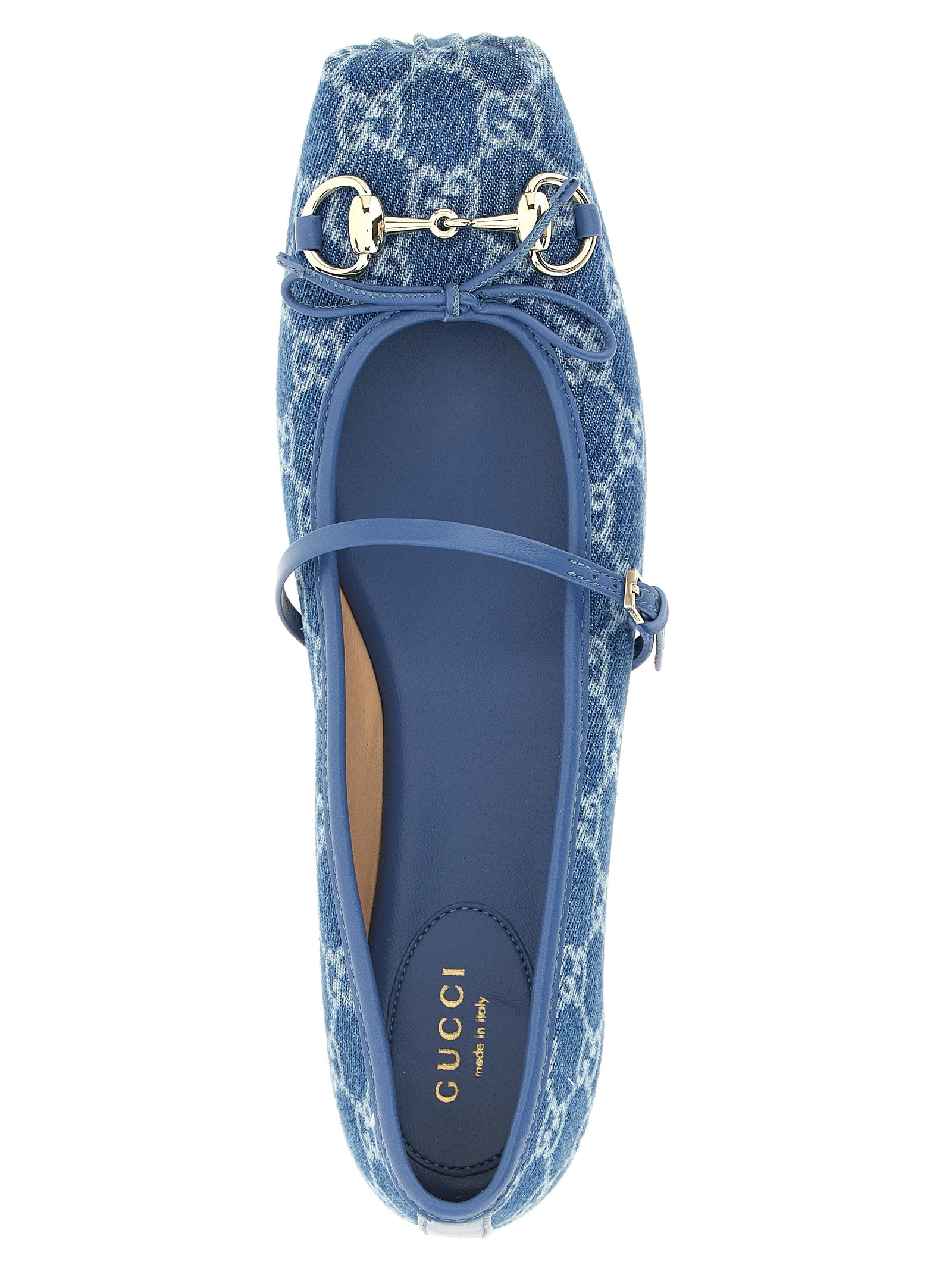 Gucci Blue Cotton Ballet Women's Flats