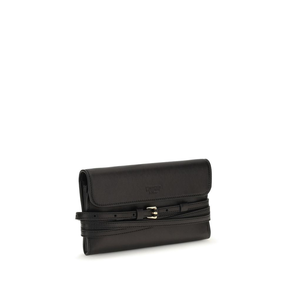 Moschino Black Goatskin Shoulder Women's Bag