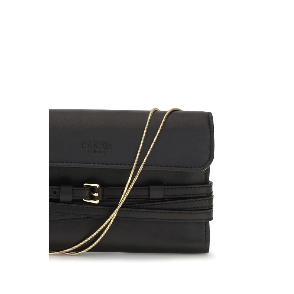 Moschino Black Goatskin Shoulder Women's Bag