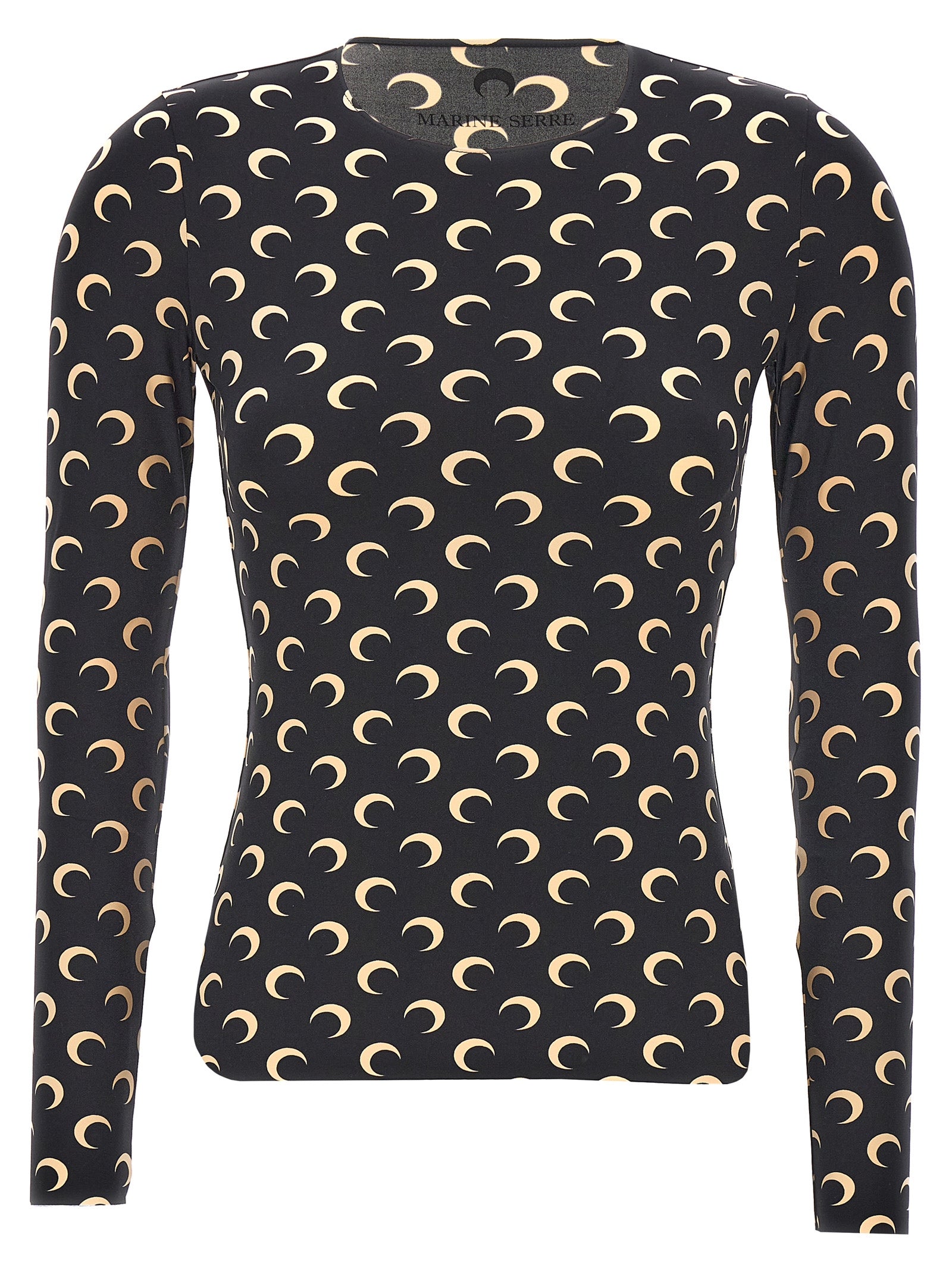 Marine Serre Black Polyamide Long Sleeve Women's T-Shirt