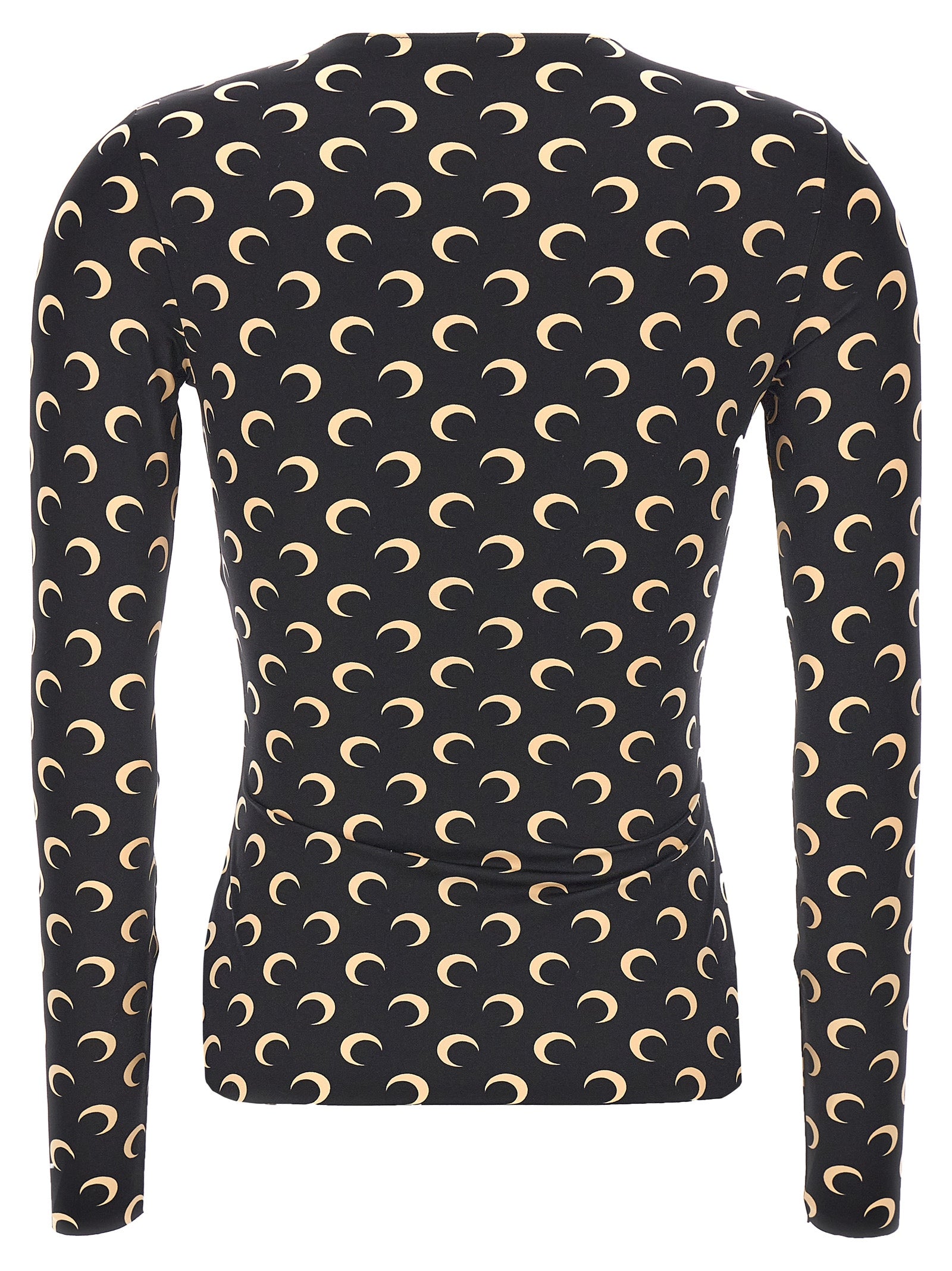 Marine Serre Black Polyamide Long Sleeve Women's T-Shirt