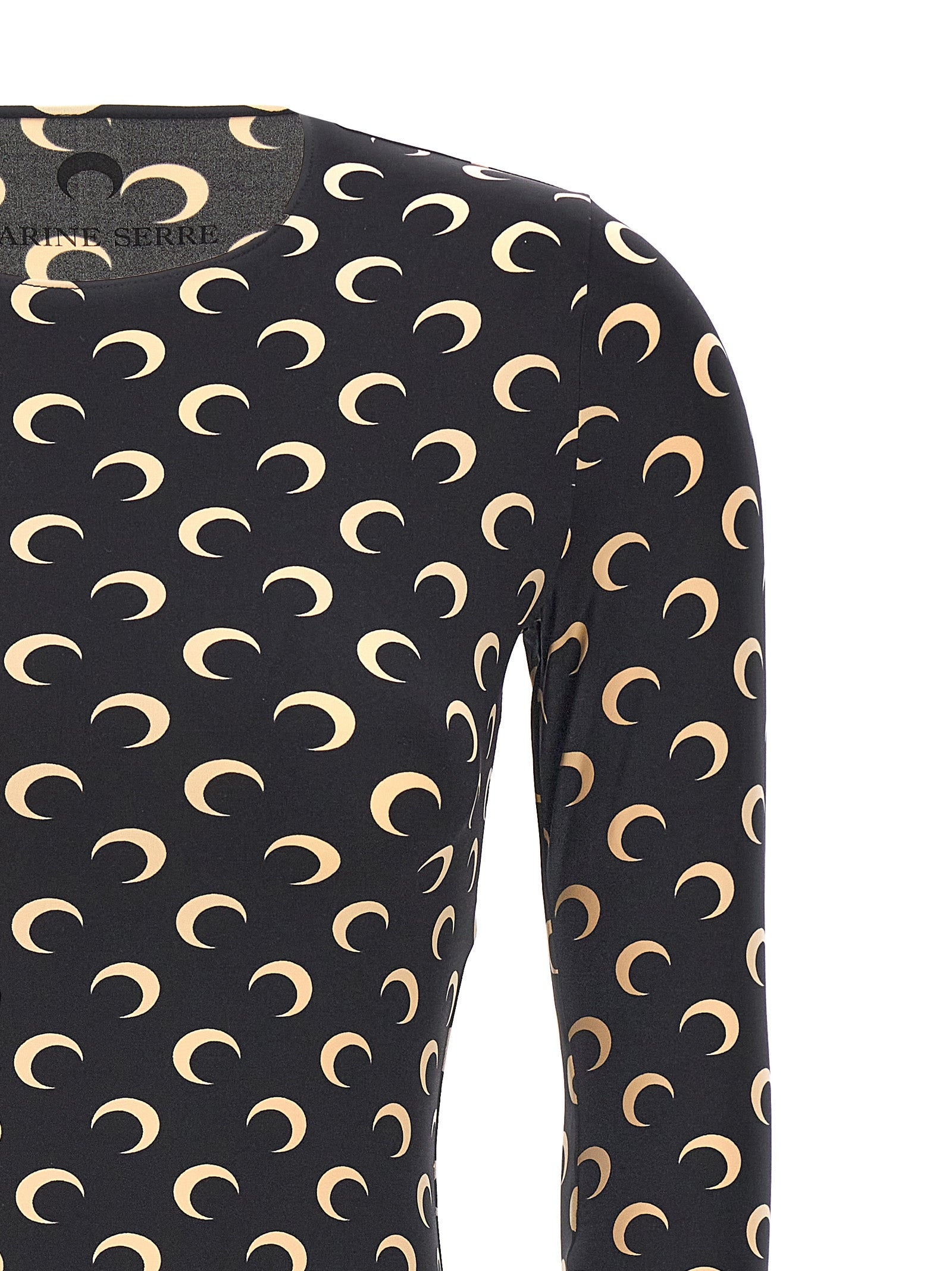 Marine Serre Black Polyamide Long Sleeve Women's T-Shirt