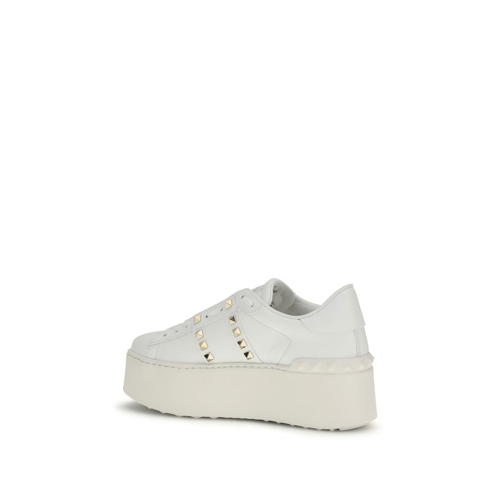 Valentino Garavani White Calf Leather Bos Taurus Platform Women's Sneakers