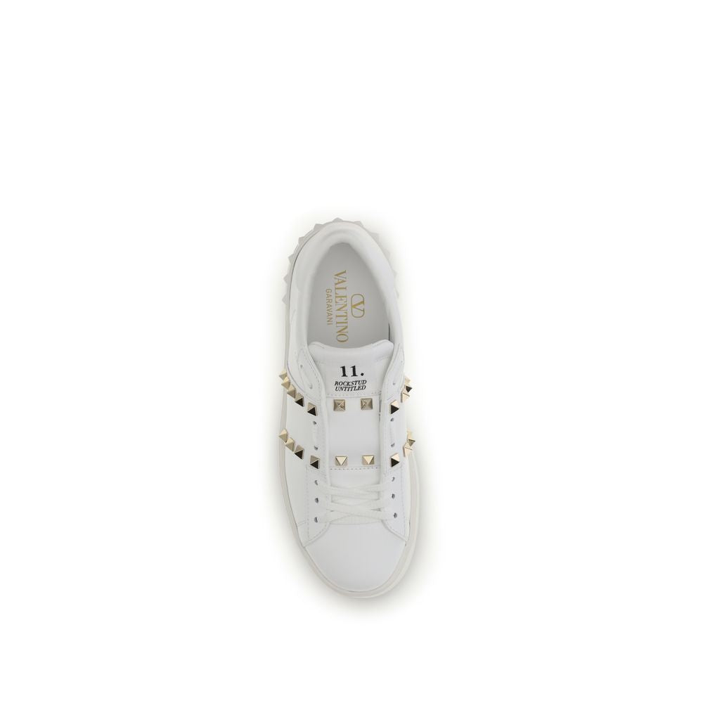 Valentino Garavani White Calf Leather Bos Taurus Platform Women's Sneakers