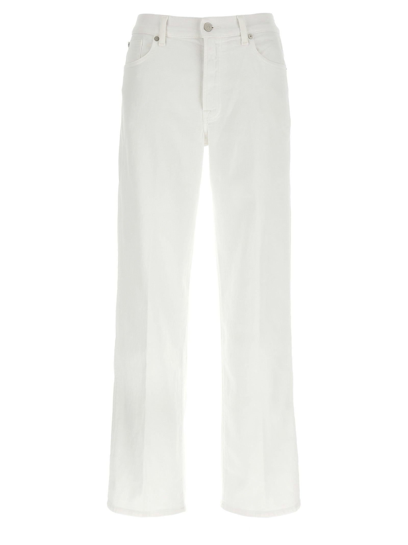7 For All Mankind White Cotton Straight-Leg Women's Jeans