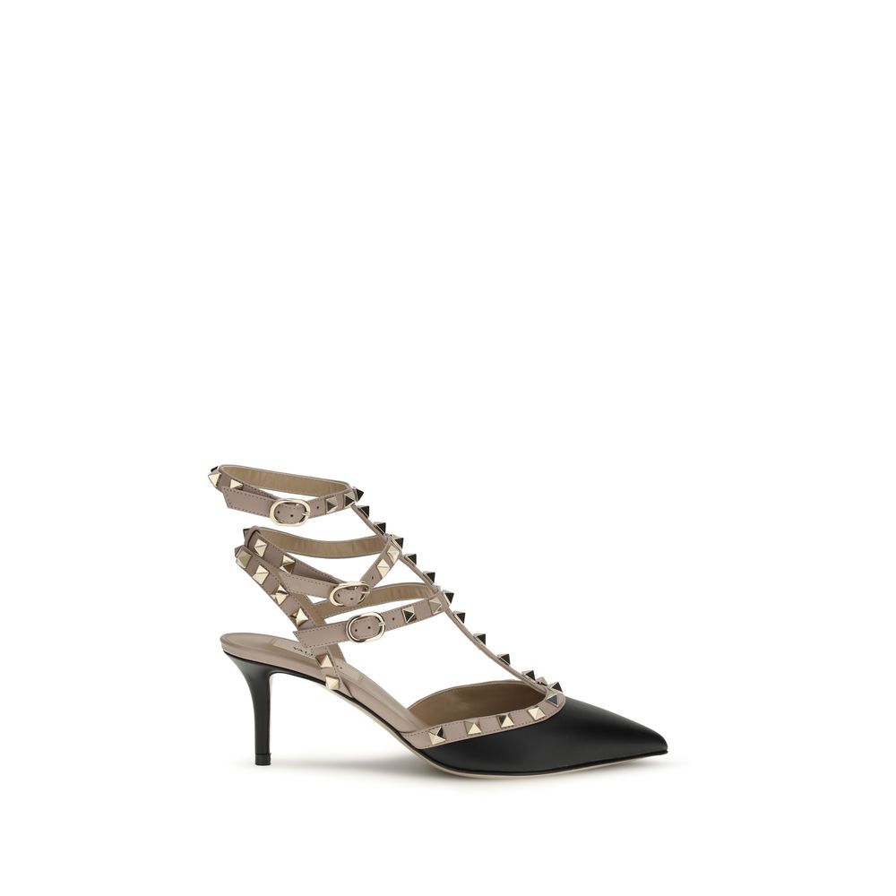 Valentino Garavani Black Calf Leather Bos Taurus High Heel Women's Pumps