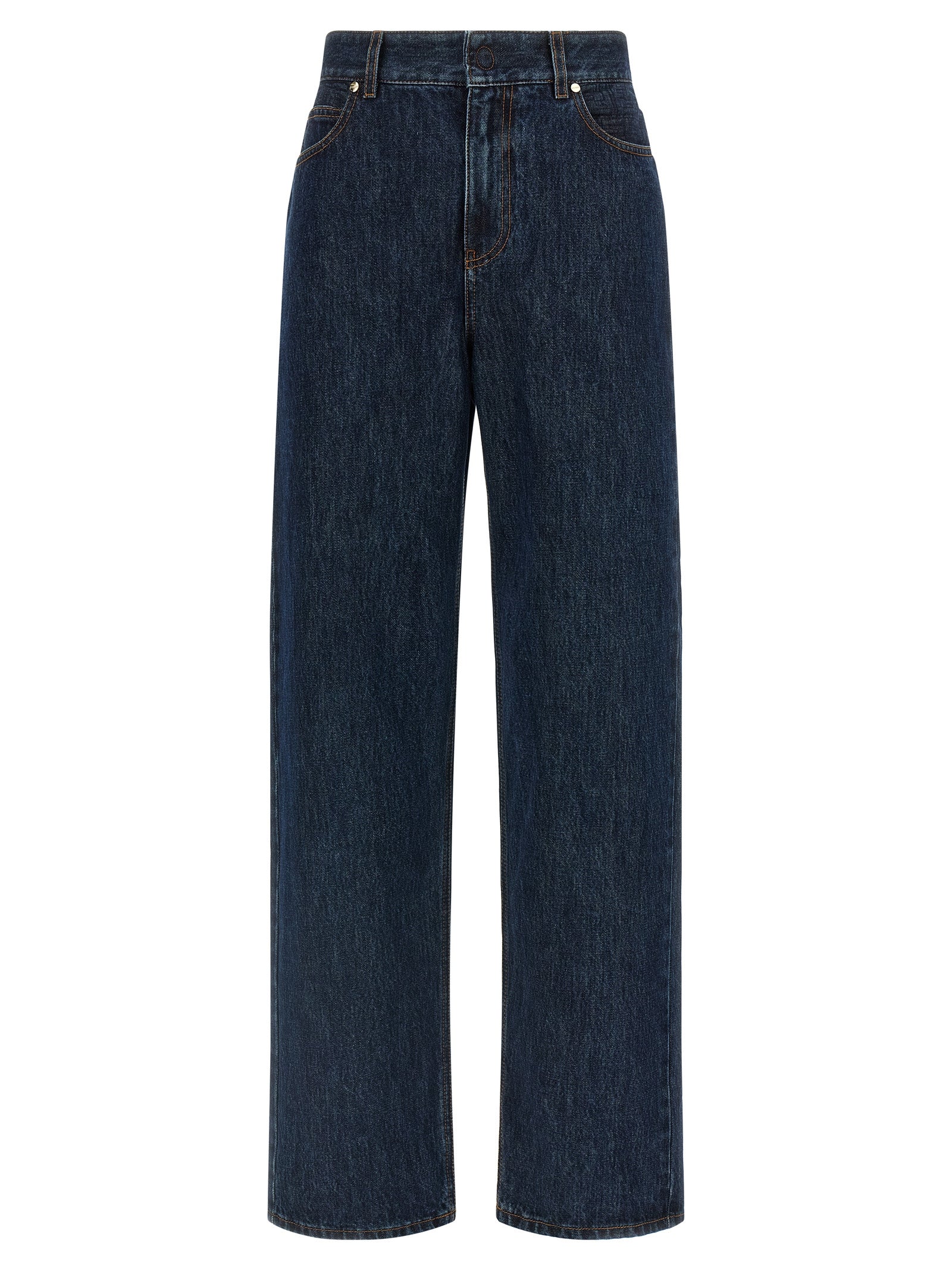 Fendi Blue Cotton Straight-Leg Women's Jeans