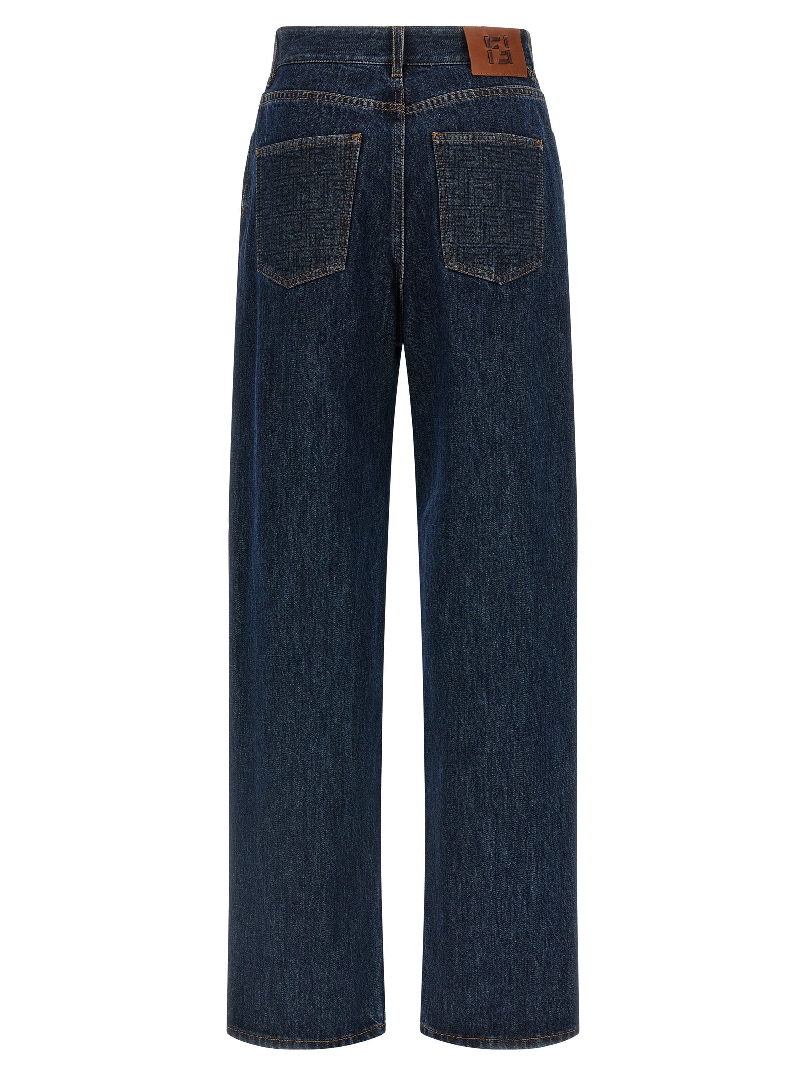 Fendi Blue Cotton Straight-Leg Women's Jeans