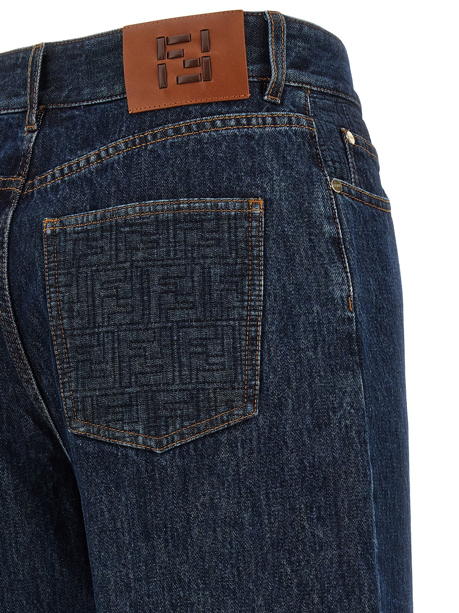 Fendi Blue Cotton Straight-Leg Women's Jeans