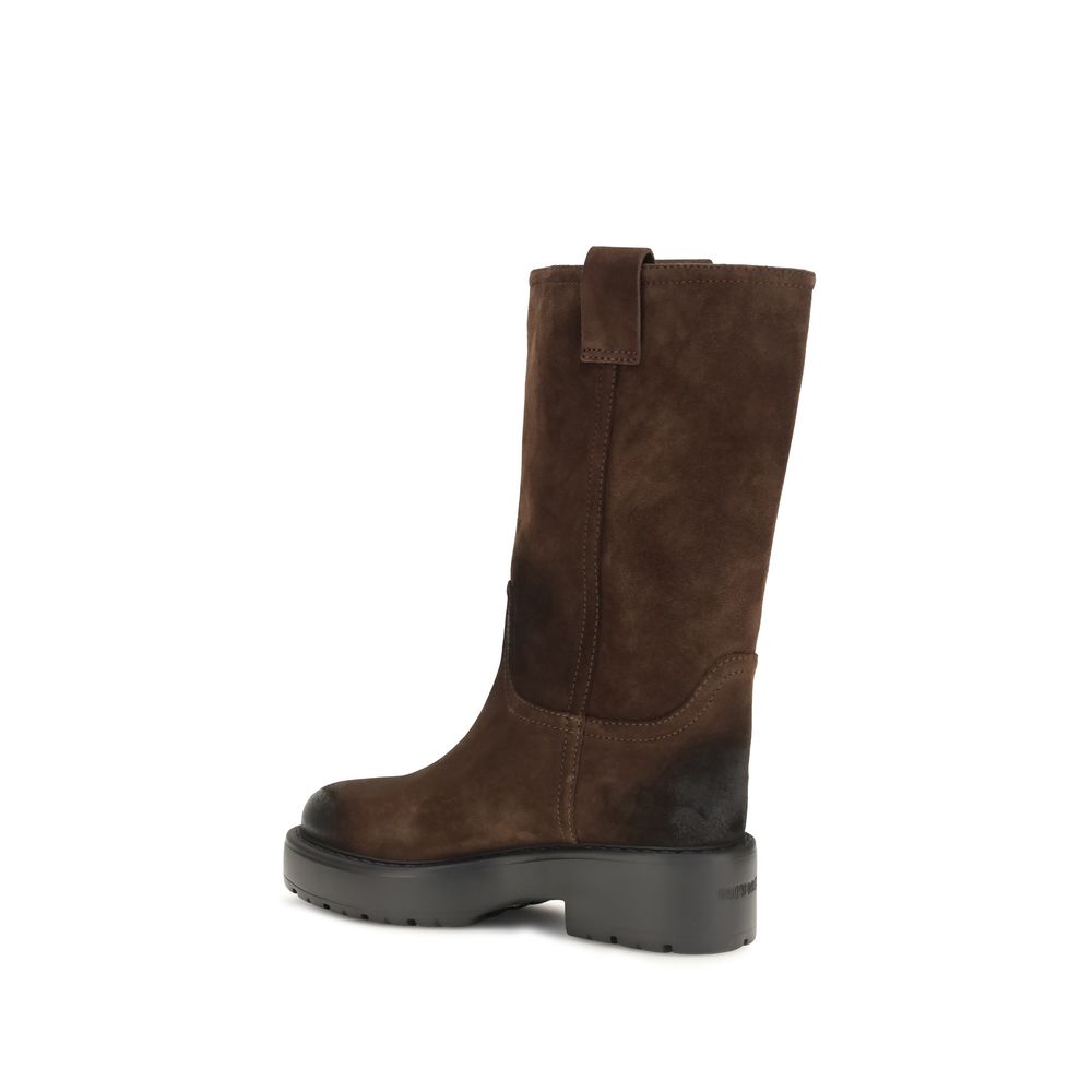 Miu Miu Brown Calf Leather Bos Taurus Ankle Women's Boots