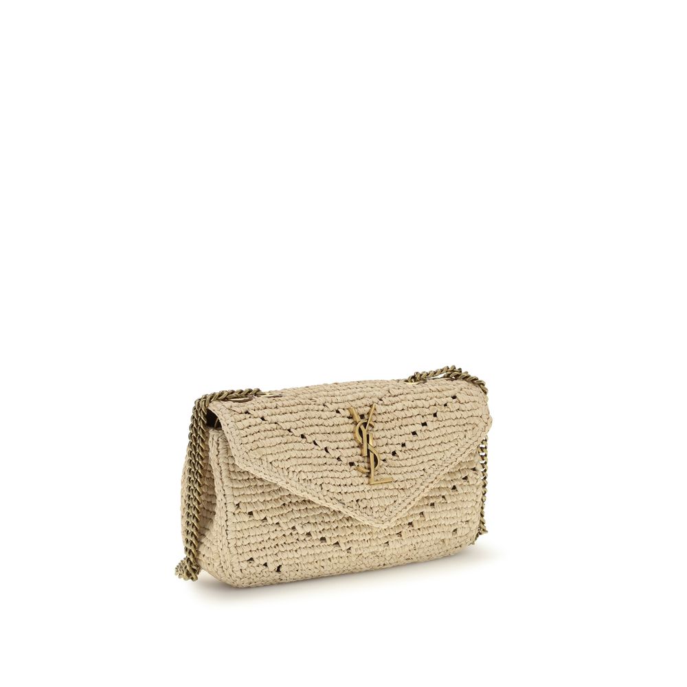 Saint Laurent Beige Raffia Shoulder Women's Bag