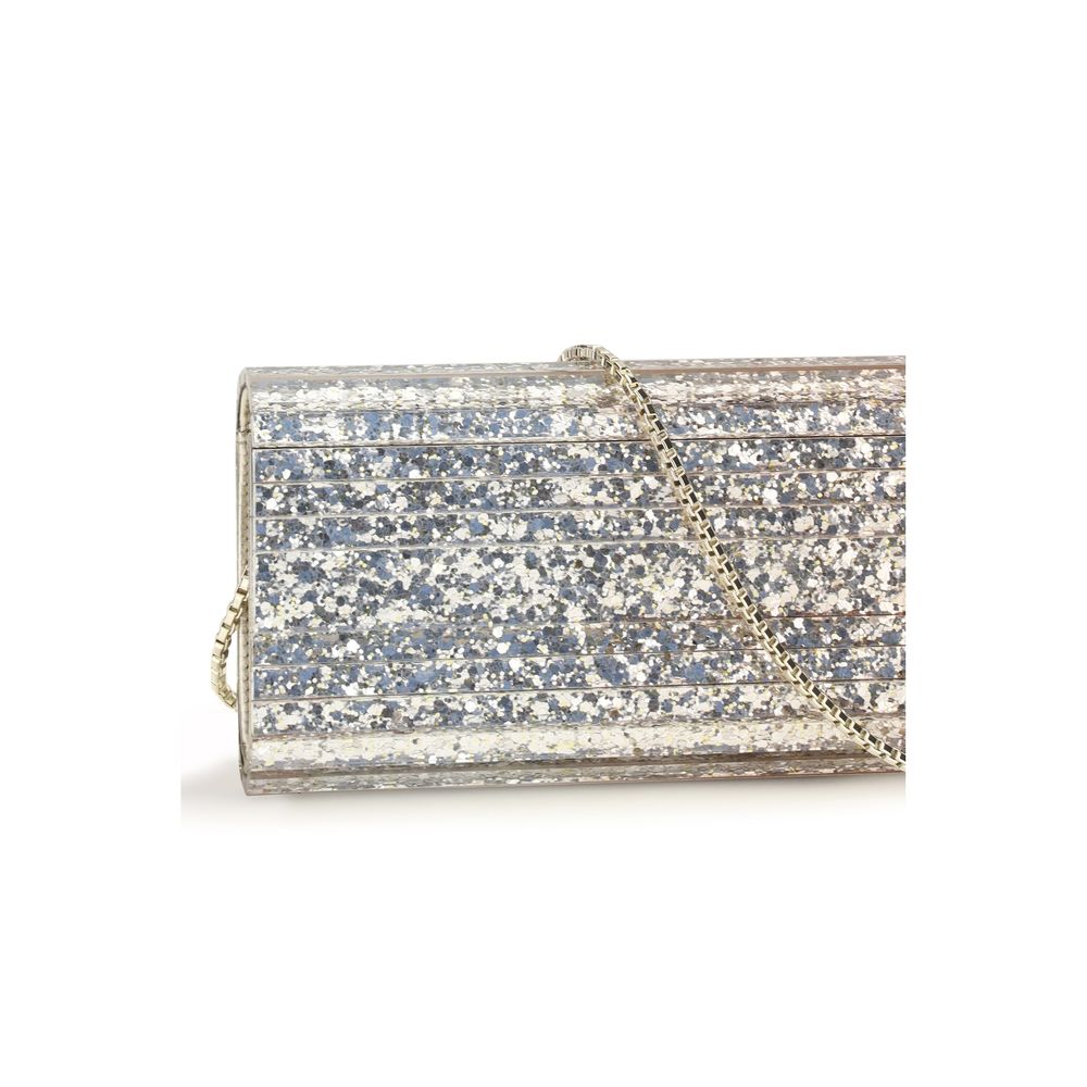 Jimmy Choo Gold Plexiglass Clutch Women's Bag
