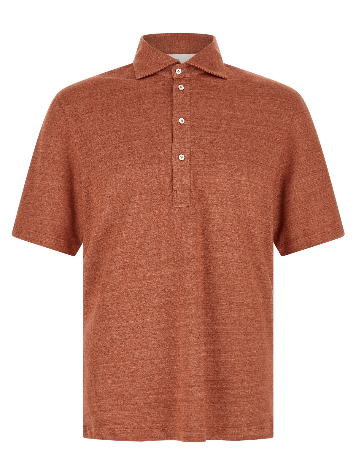 Brunello Cucinelli Orange Linen Polo Men's Shirt