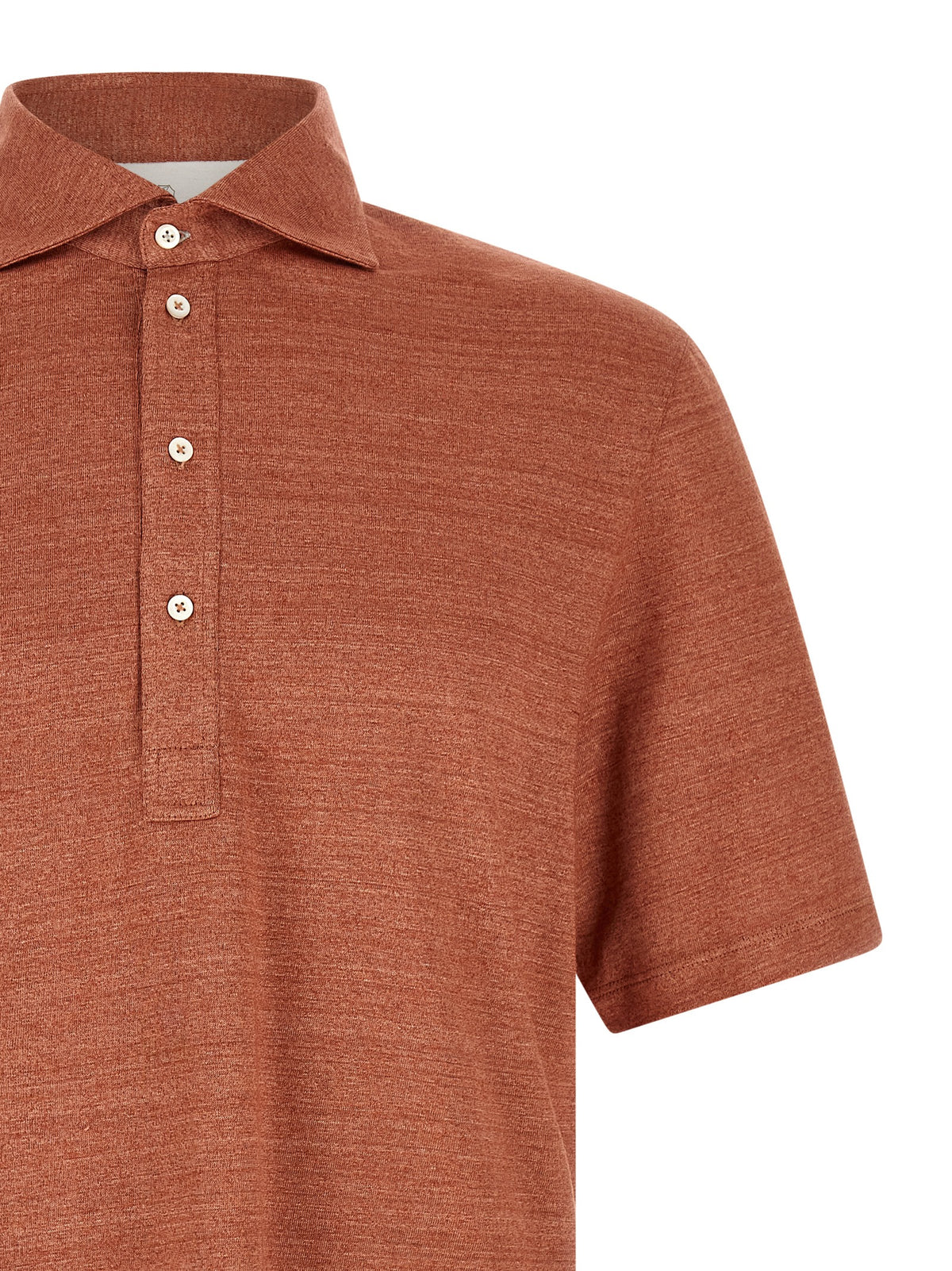 Brunello Cucinelli Orange Linen Polo Men's Shirt