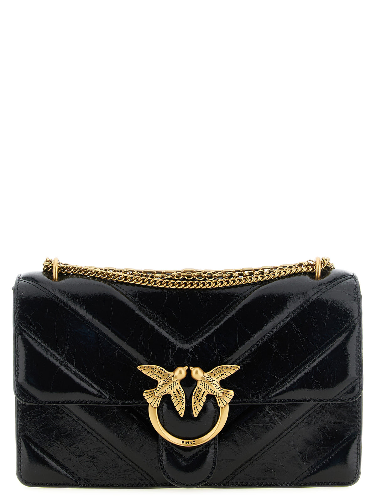 PINKO Black Calfskin Shoulder Women's Bag