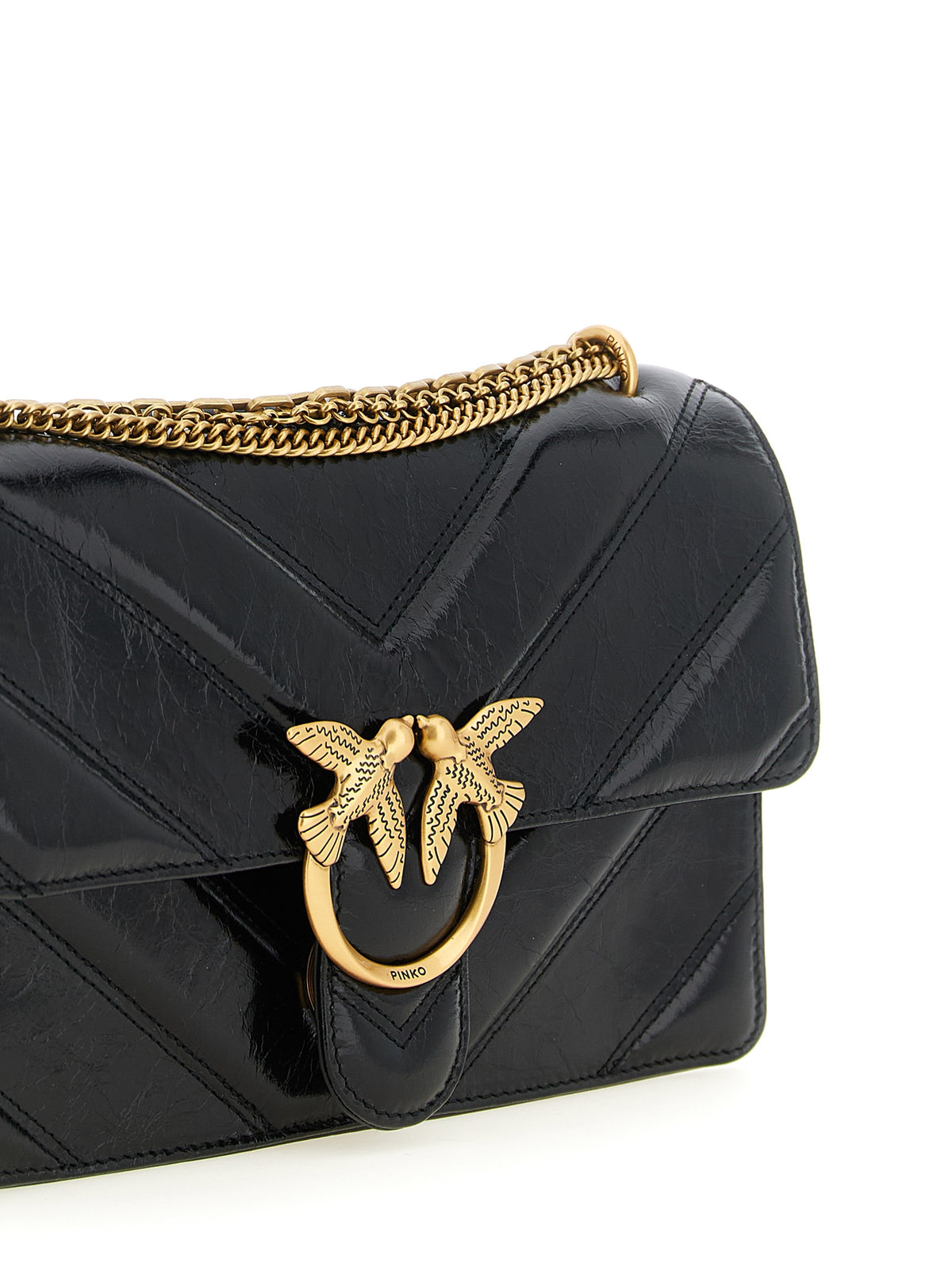 PINKO Black Calfskin Shoulder Women's Bag