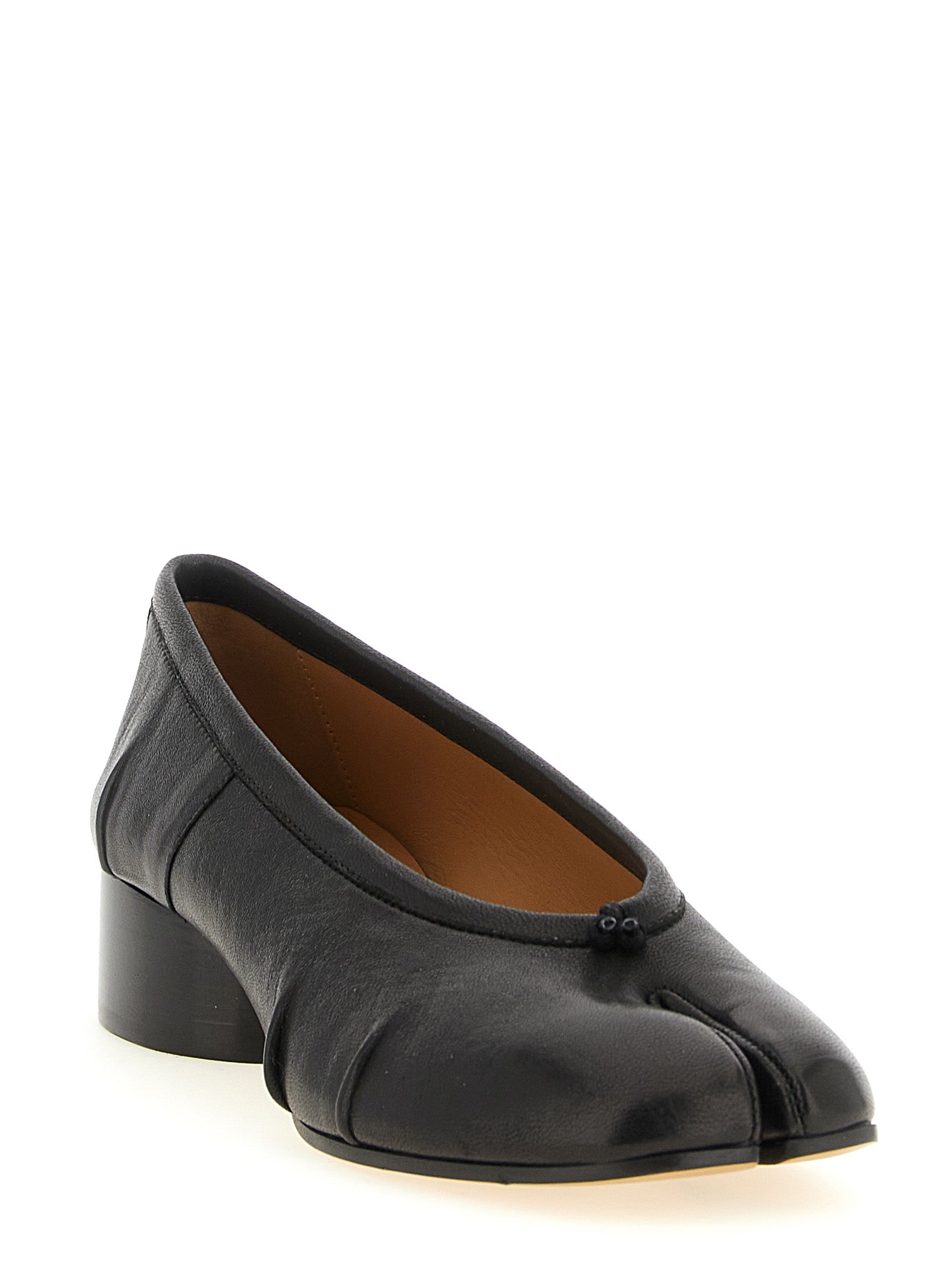 Maison Margiela Black Lamb Leather Mid Heel Women's Pumps