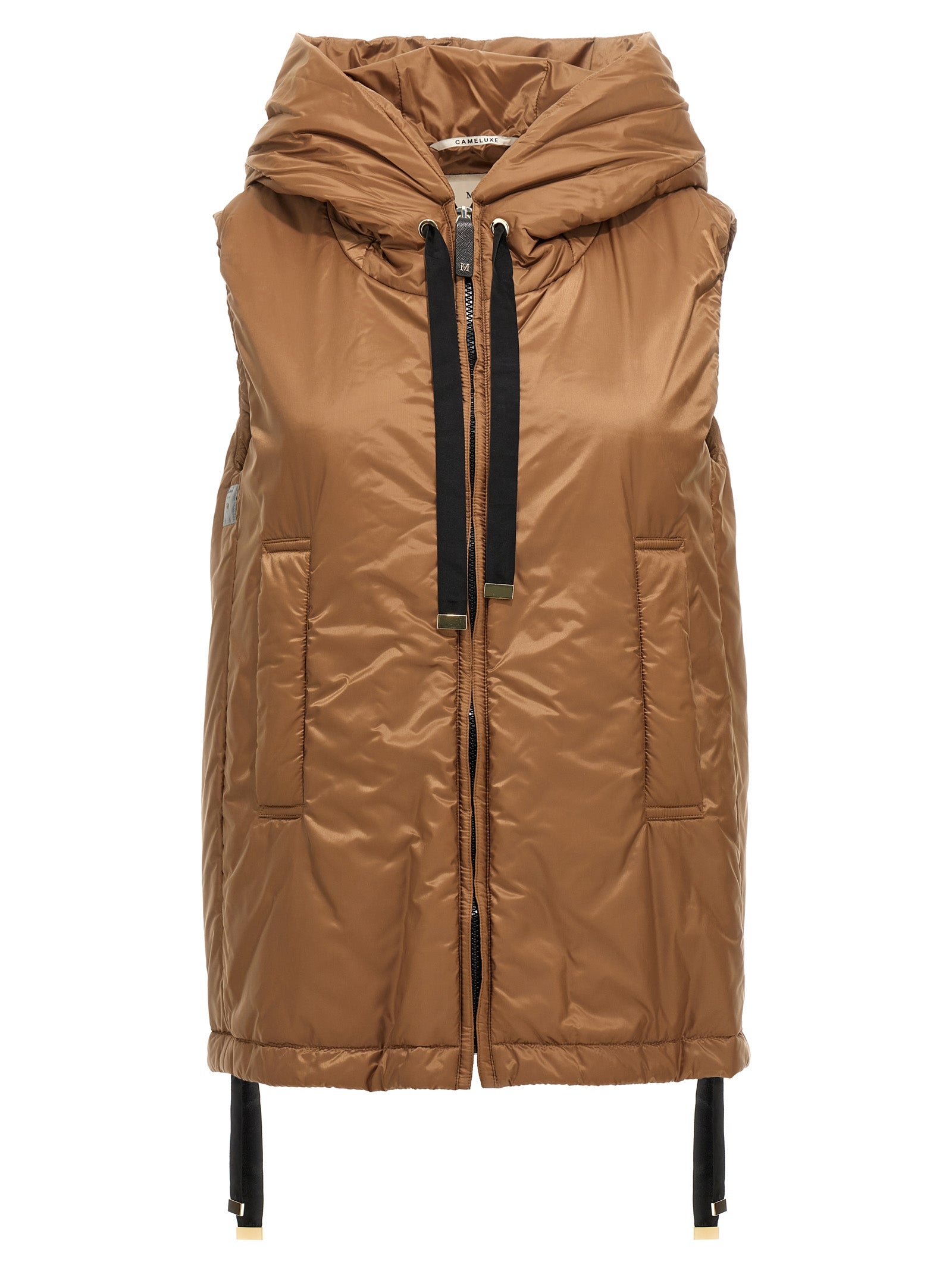 Max Mara Brown Polyester Sleeveless Women's Jacket