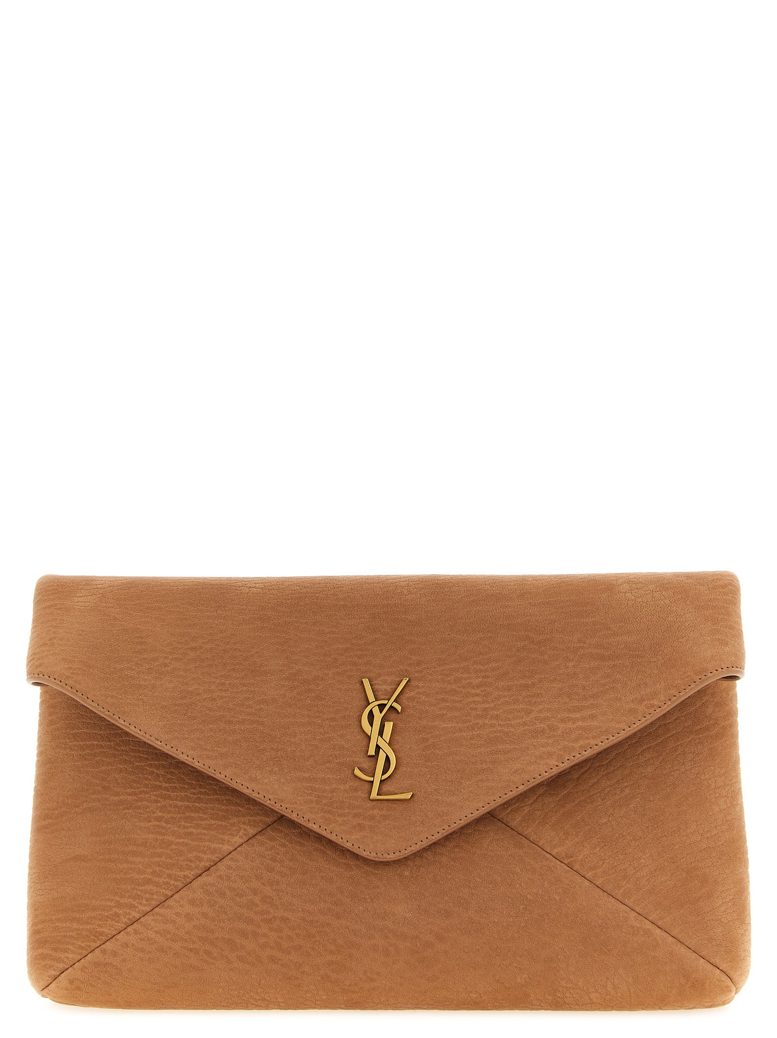 Saint Laurent Beige Lamb Leather Clutch Women's Bag