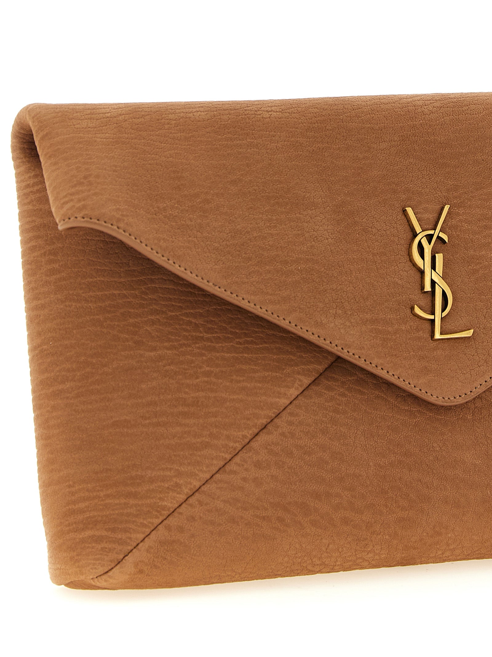 Saint Laurent Beige Lamb Leather Clutch Women's Bag