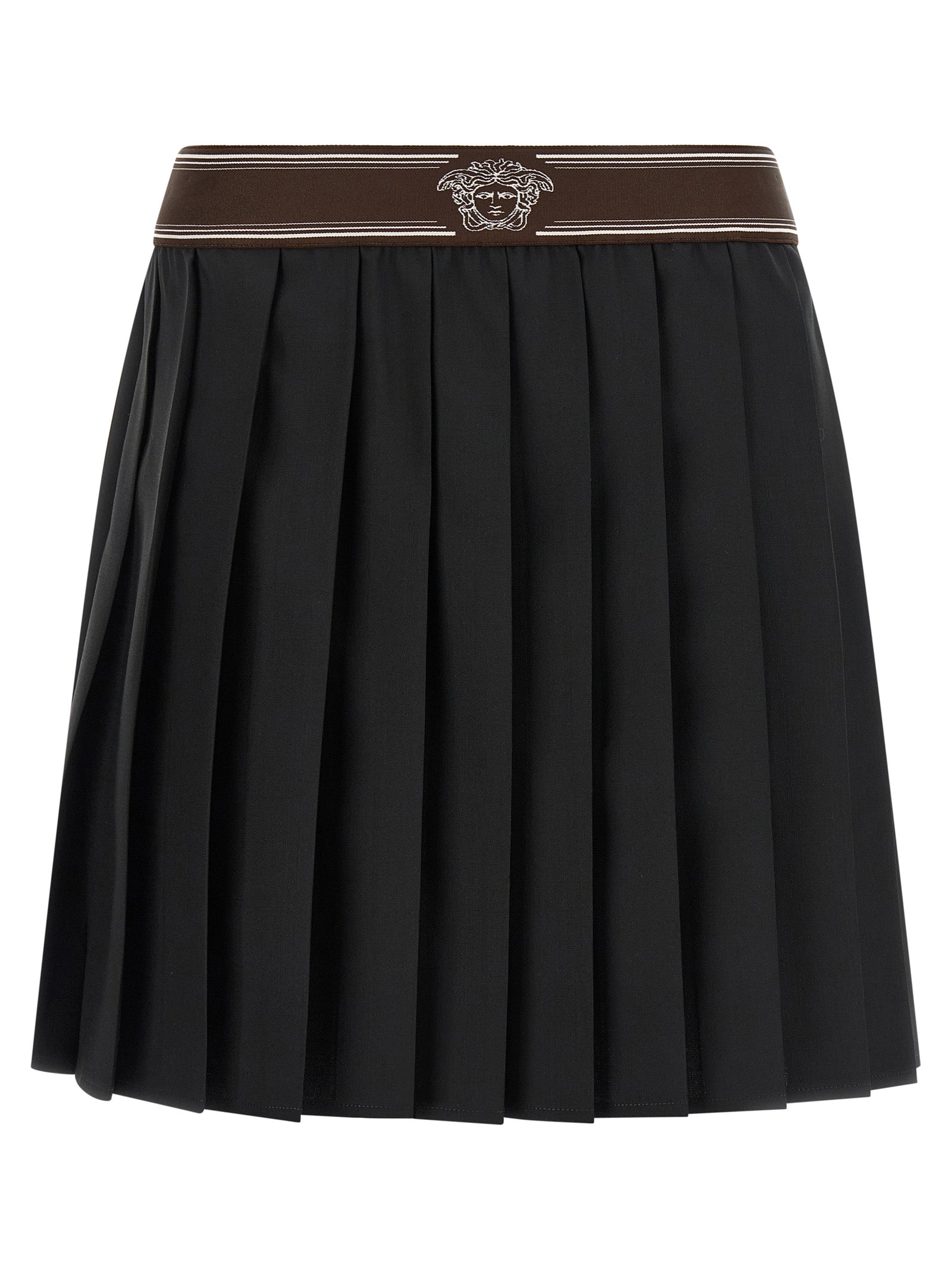 Versace Black Wool Long Women's Skirt