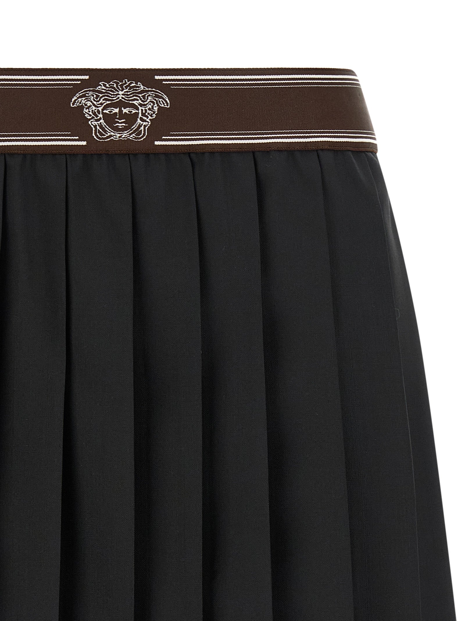 Versace Black Wool Long Women's Skirt