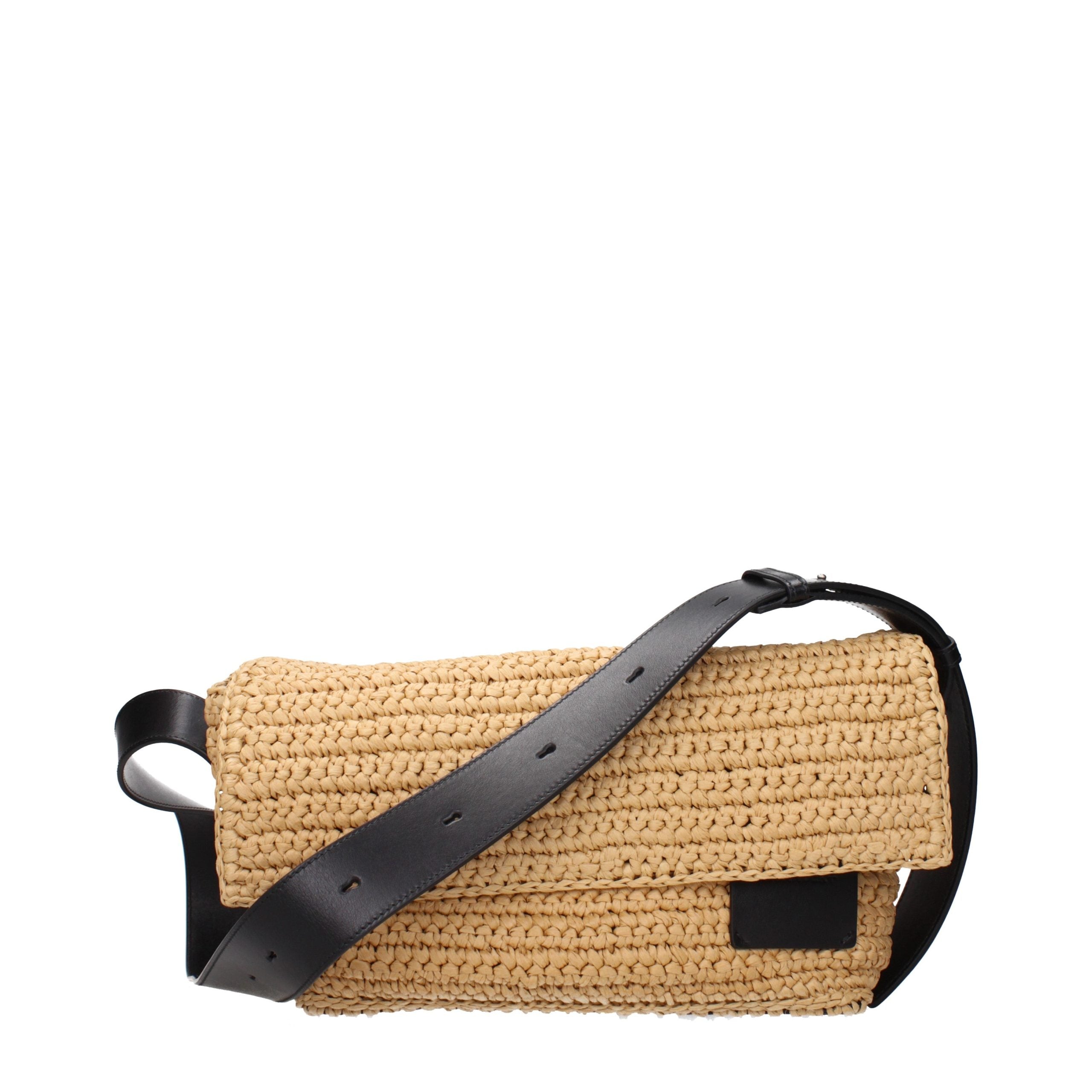 Jil Sander Beige Raffia Crossbody Women's Bag